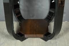 French Art Deco Skyscraper Style Lacquered Occasional Table in Burled Walnut