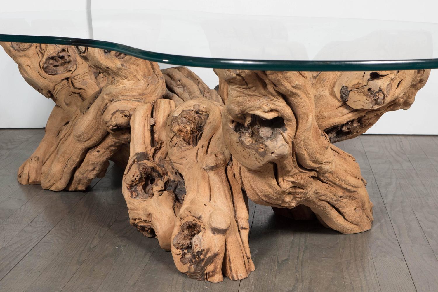 MidCentury Modern Organic FreeForm Driftwood Cocktail Table at 1stdibs