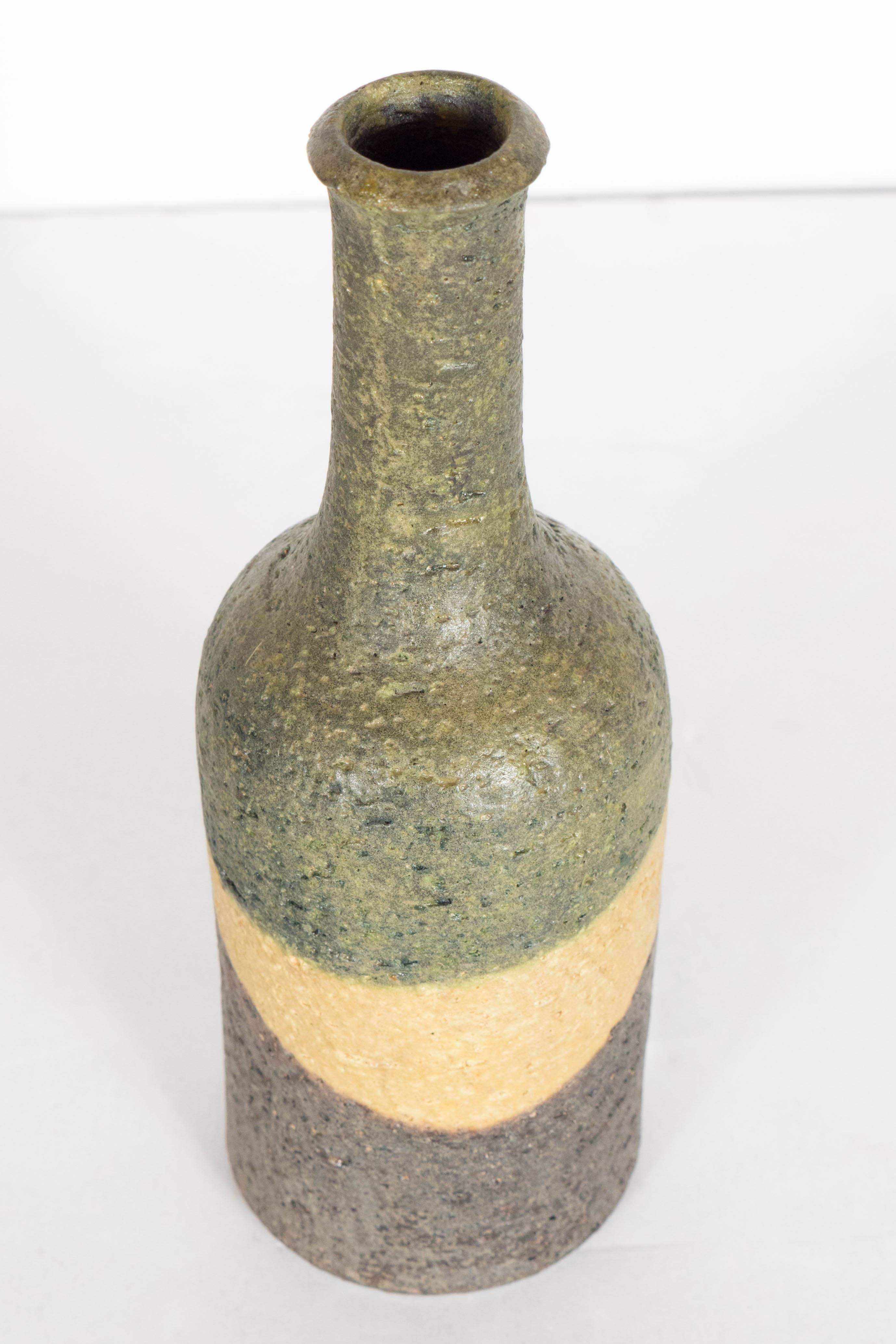 Attractive Bottle Vase in Organic Tones by Marcello Fantoni for Raymor In Excellent Condition In New York, NY