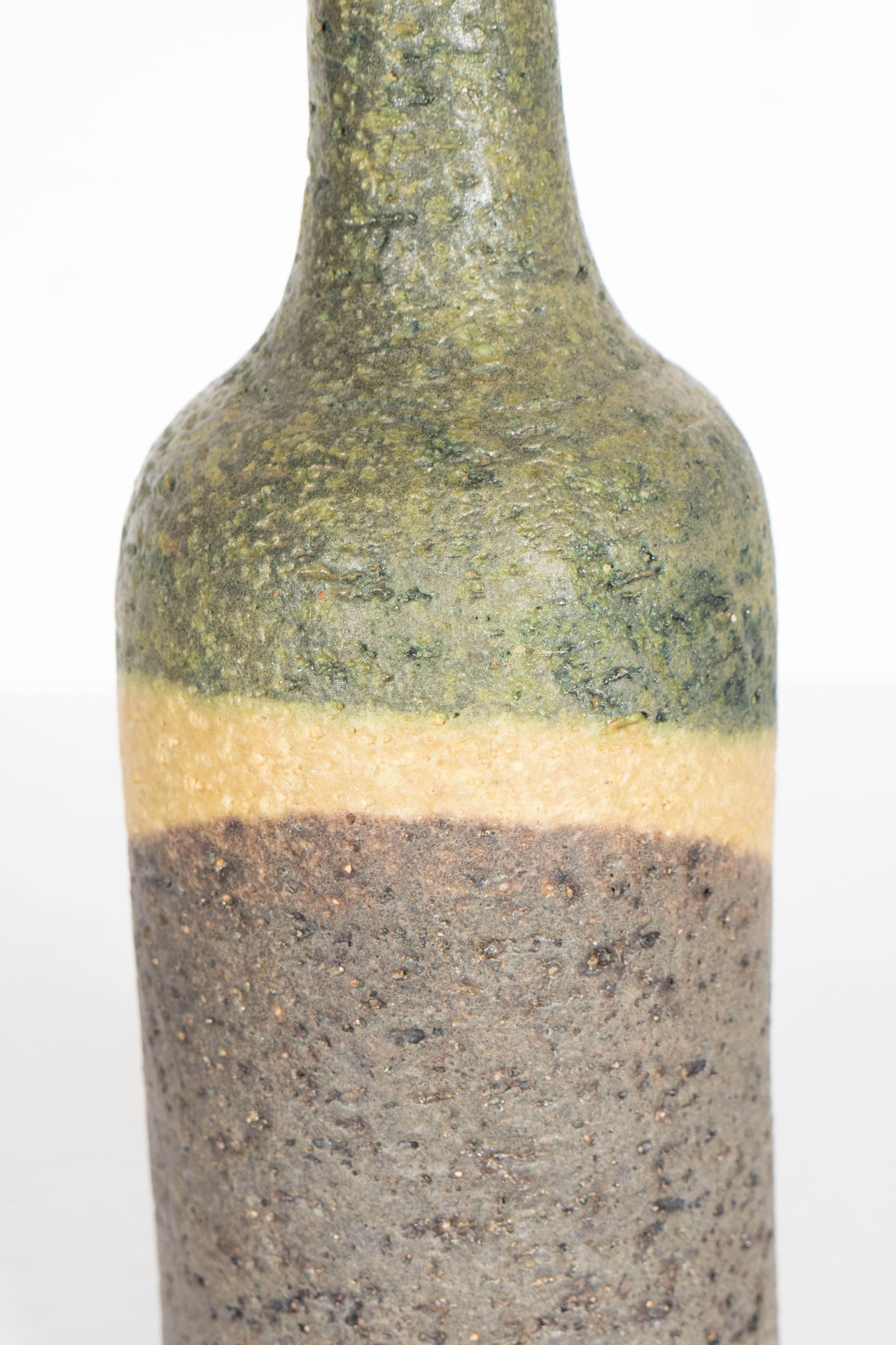 Ceramic Attractive Bottle Vase in Organic Tones by Marcello Fantoni for Raymor