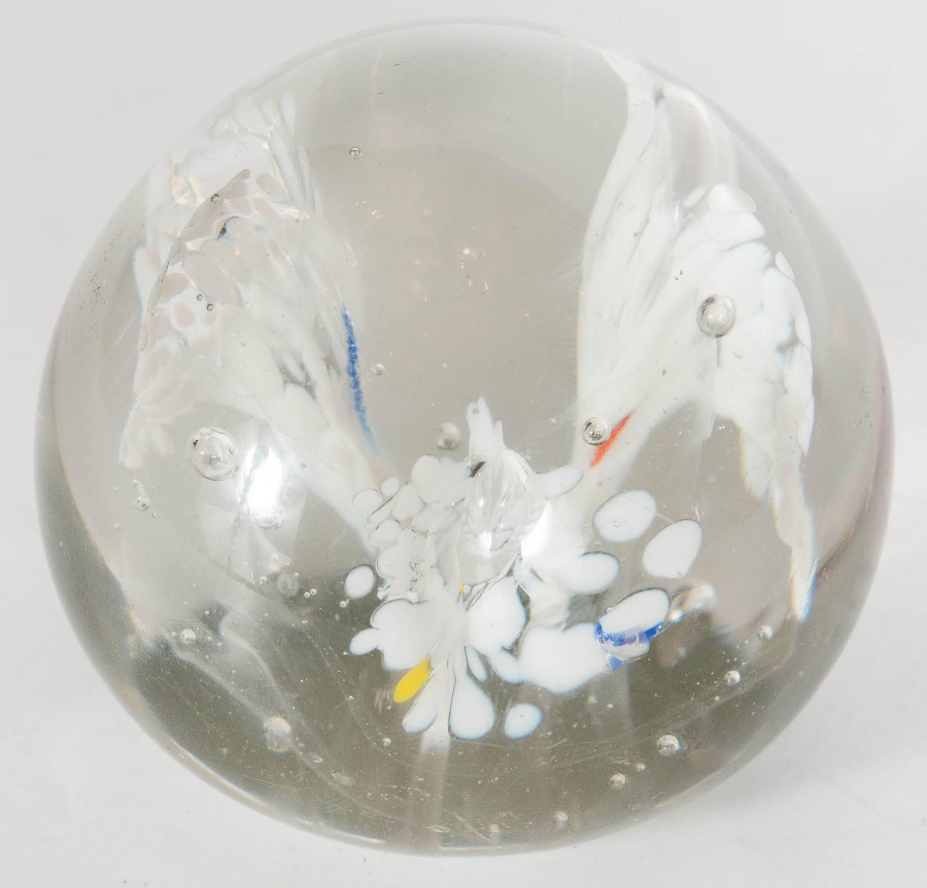 Mid-Century Modern Handblown Wild Flower Art Glass Paperweight Attributed to Fratelli Toso For Sale