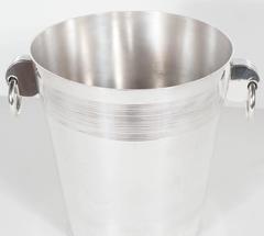 Handsome English Art Deco Silver-Plate Ice Bucket with Stylized Ring Handles