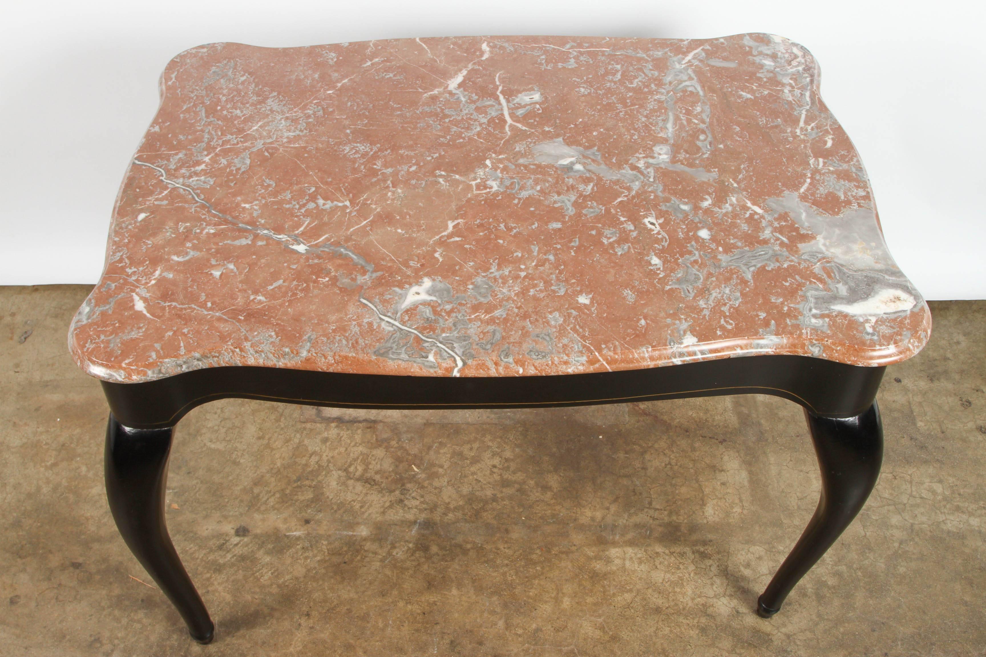 Marble Top Danish Baroque Style Coffee Table  1