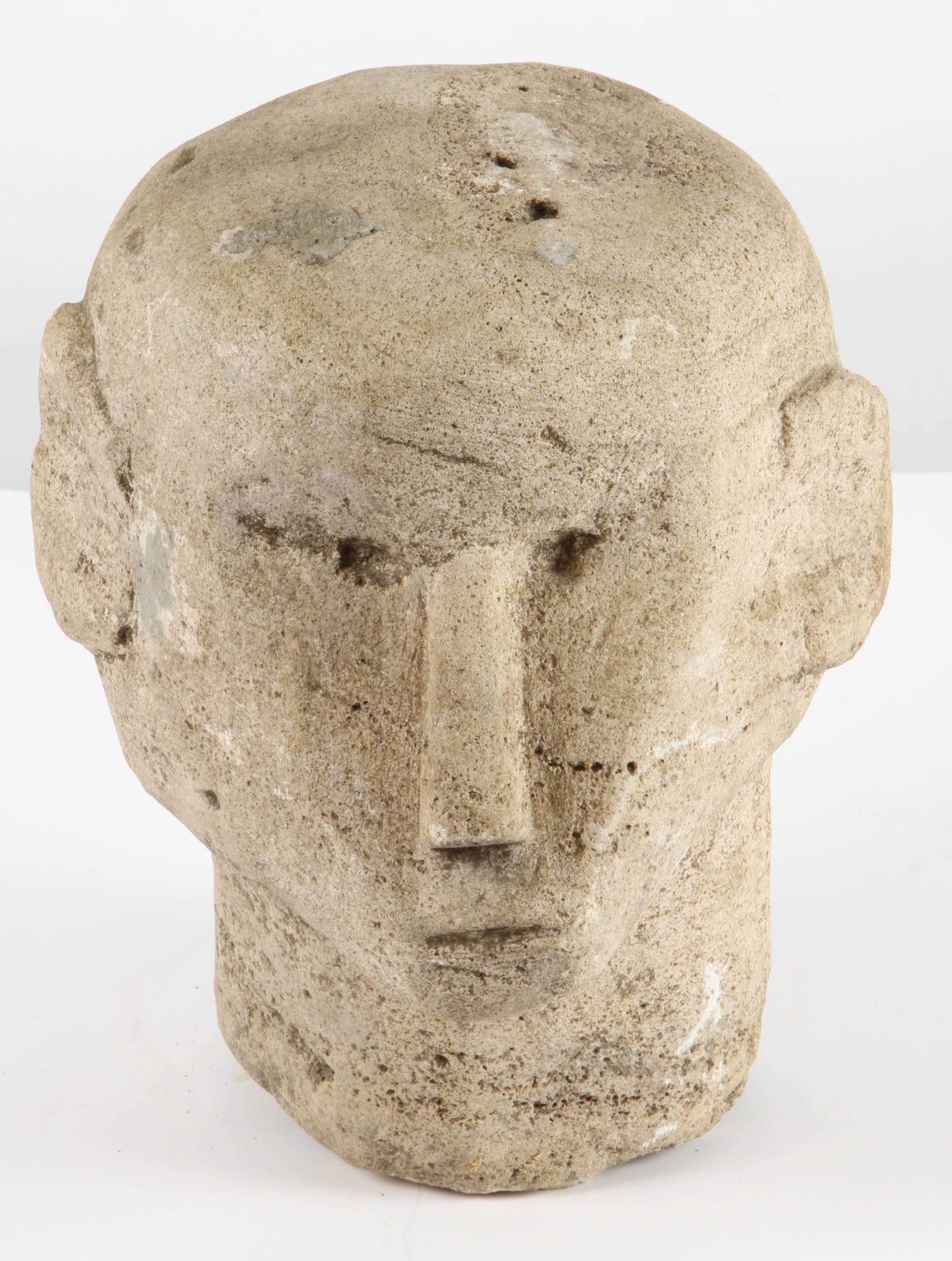 19th century large Aboriginal stone head from Timor, Indonesia.