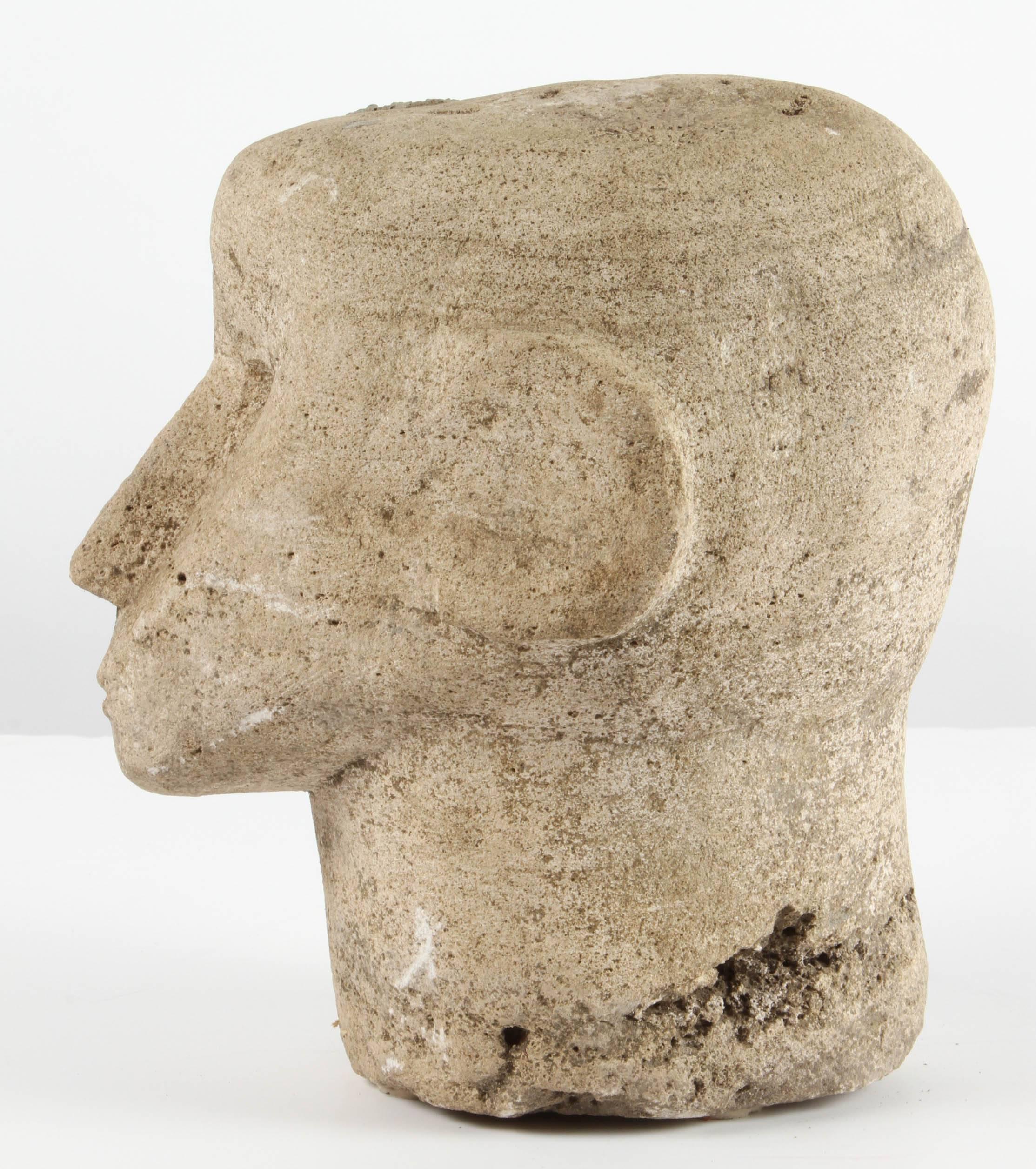 Folk Art Carved Stone Head from Timor