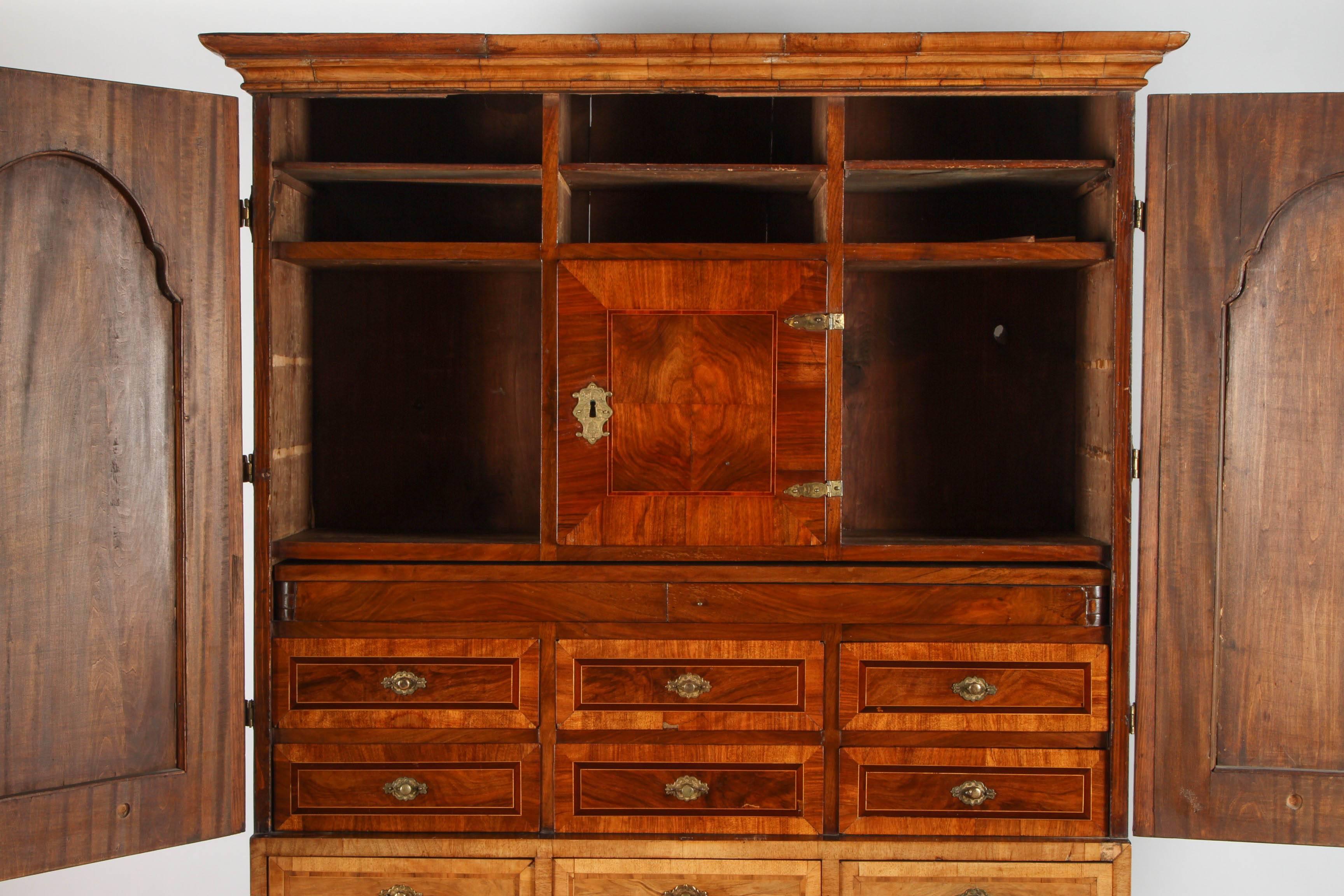 Late 17th Century Northern European Walnut Secretary For Sale 1