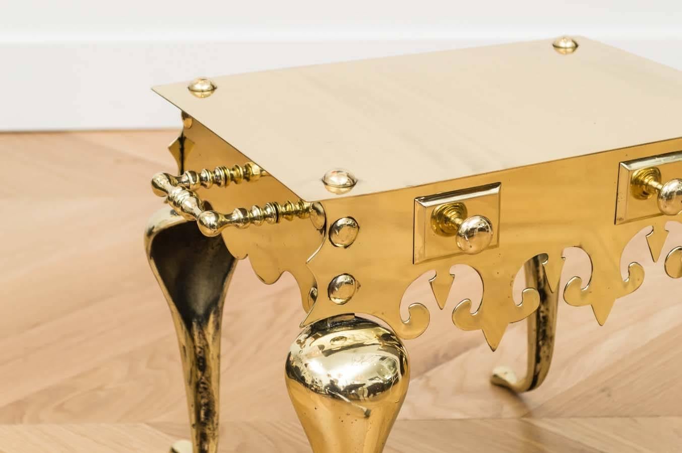 English Polished Brass Side Table