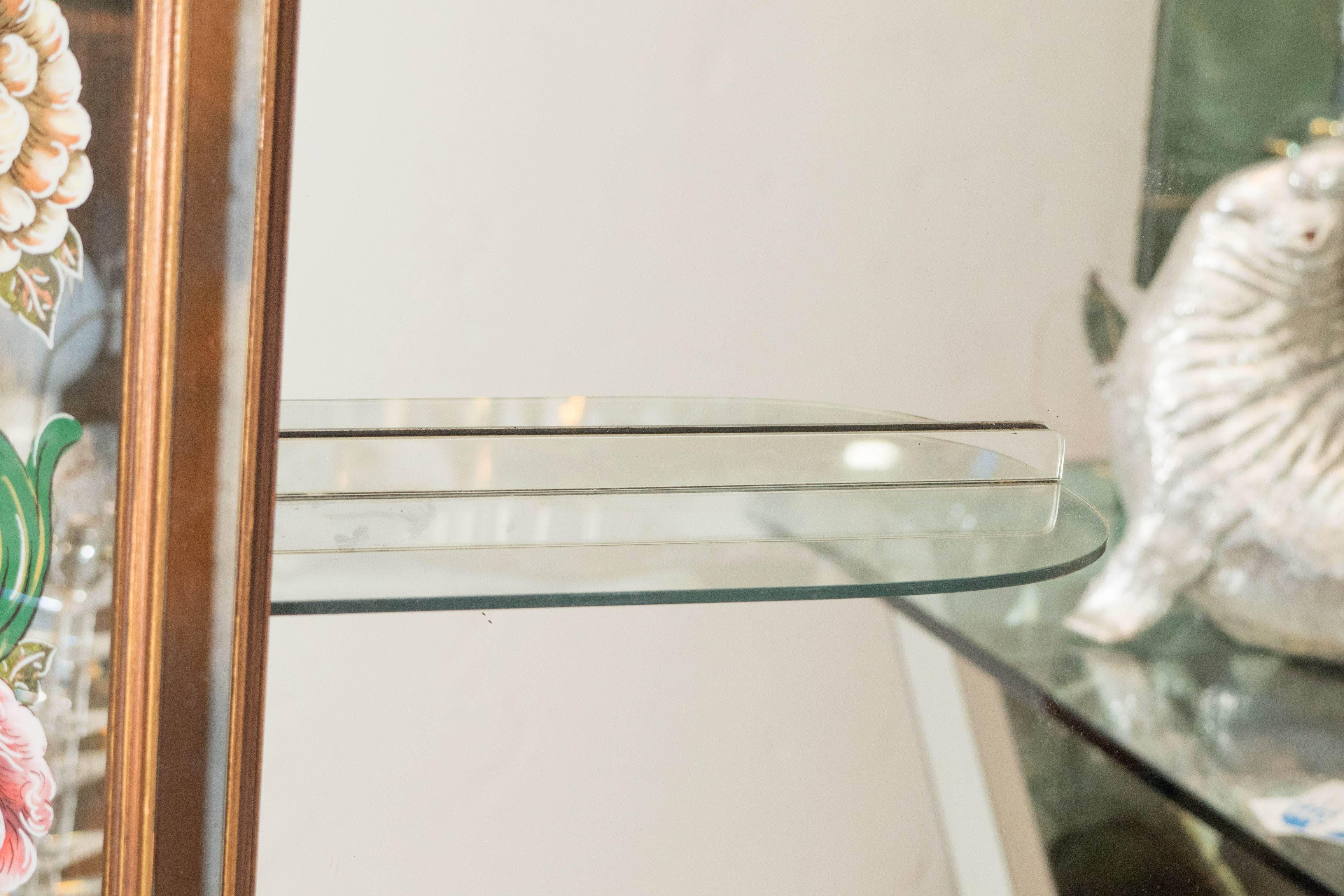mirrored shadow box shelves