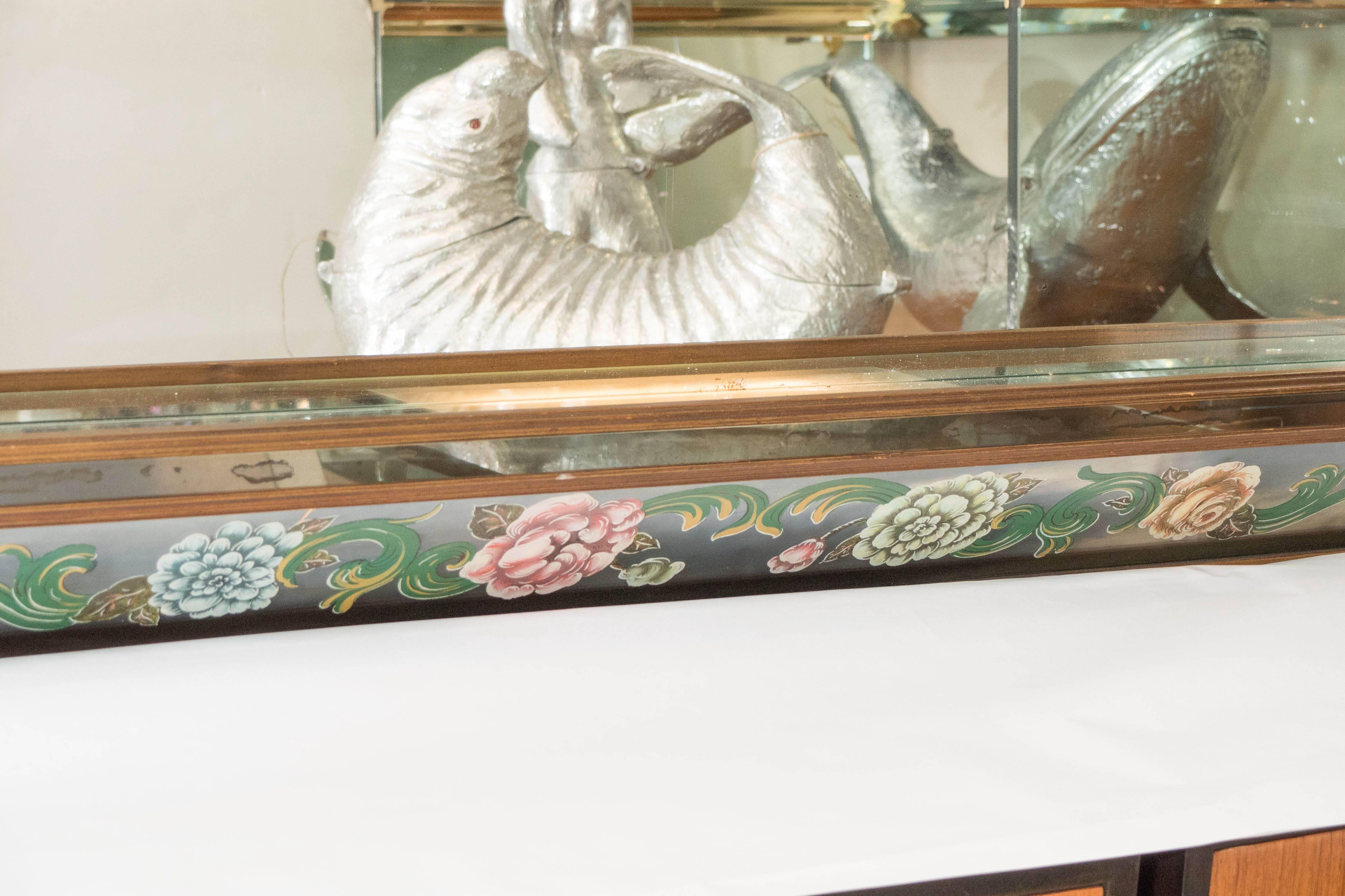 Hollywood Regency Shadow Box Wall Mirror with Glass Display Shelves 1
