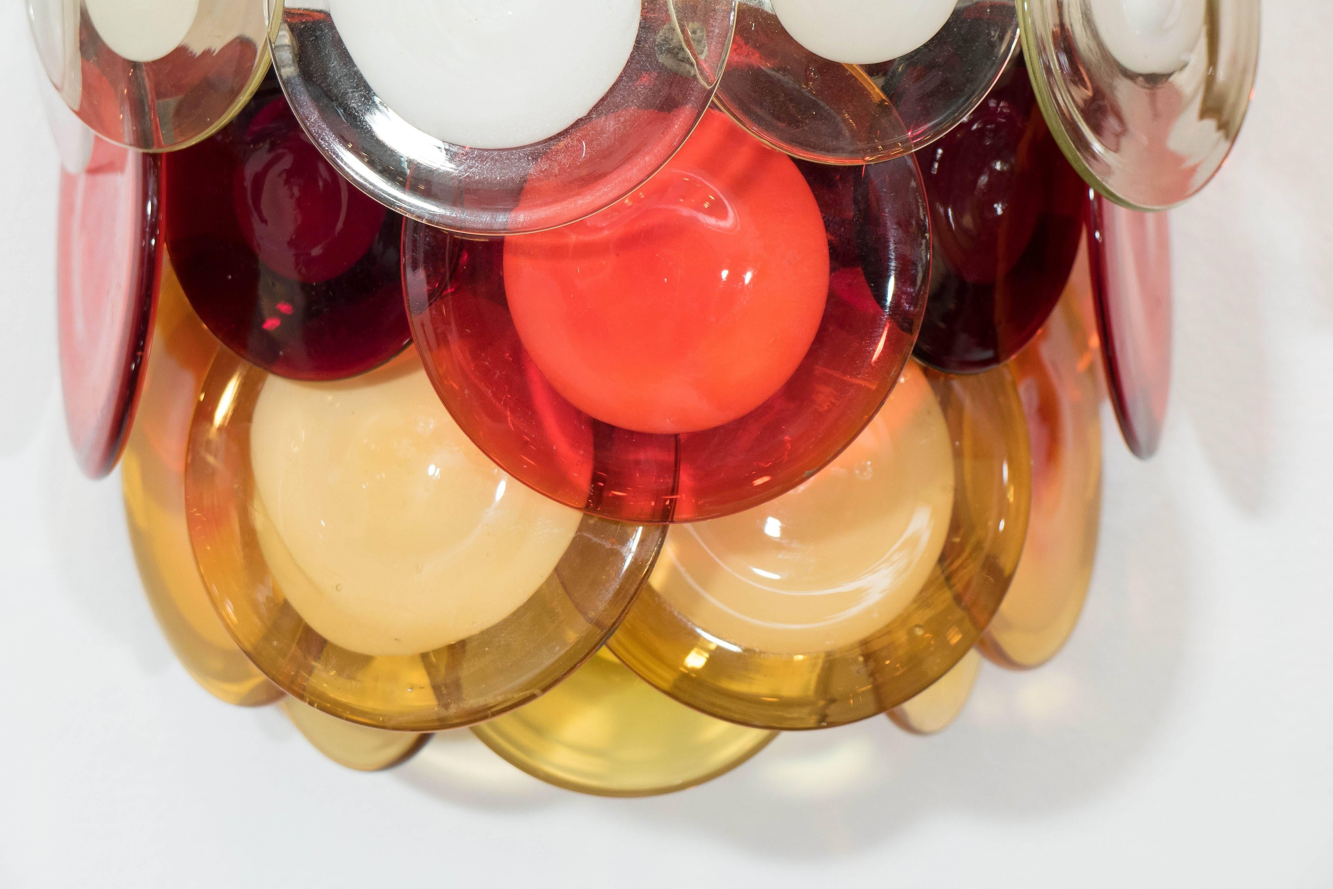 Mid-Century Modern Colorful Vistosi Sconce with Murano Glass Discs