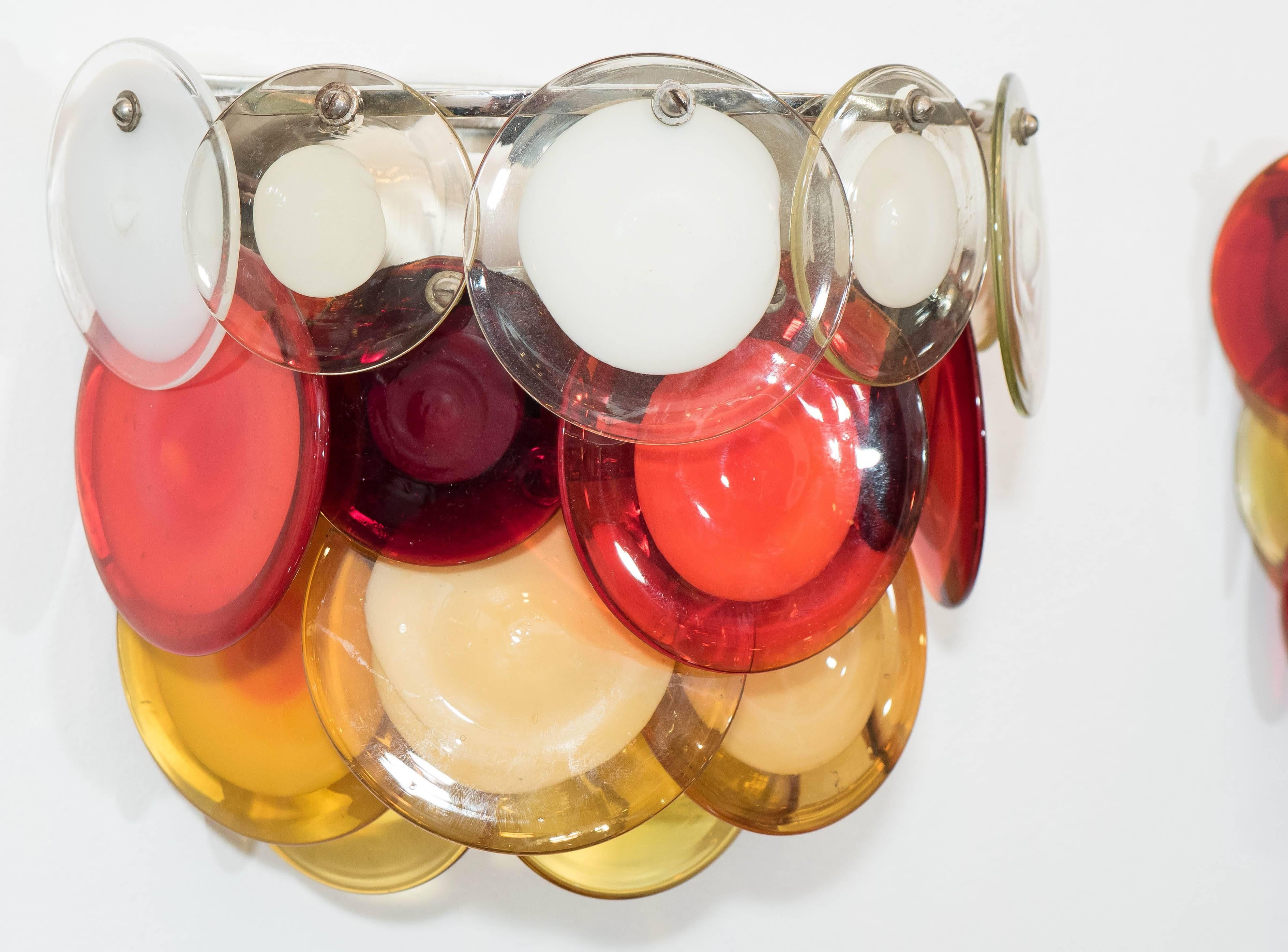 Italian Colorful Vistosi Sconce with Murano Glass Discs