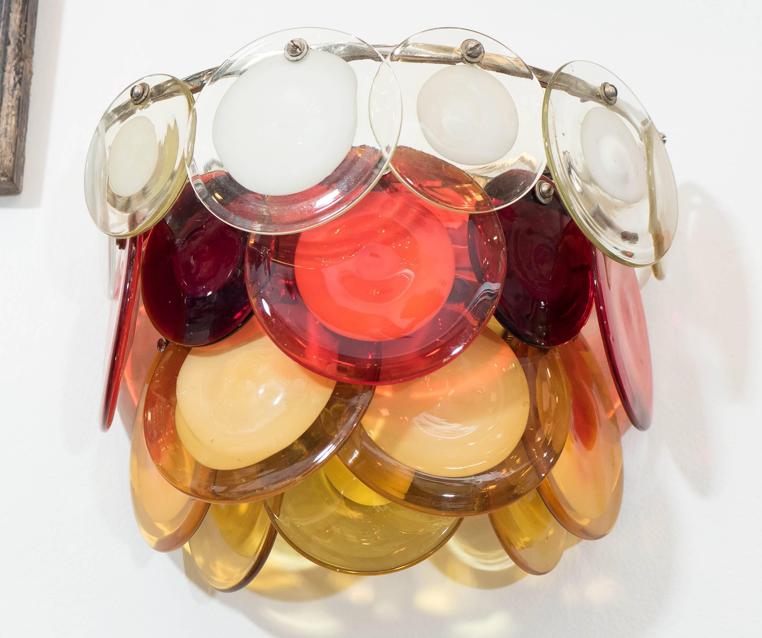 Colorful Vistosi Sconce with Murano Glass Discs In Good Condition In New York, NY