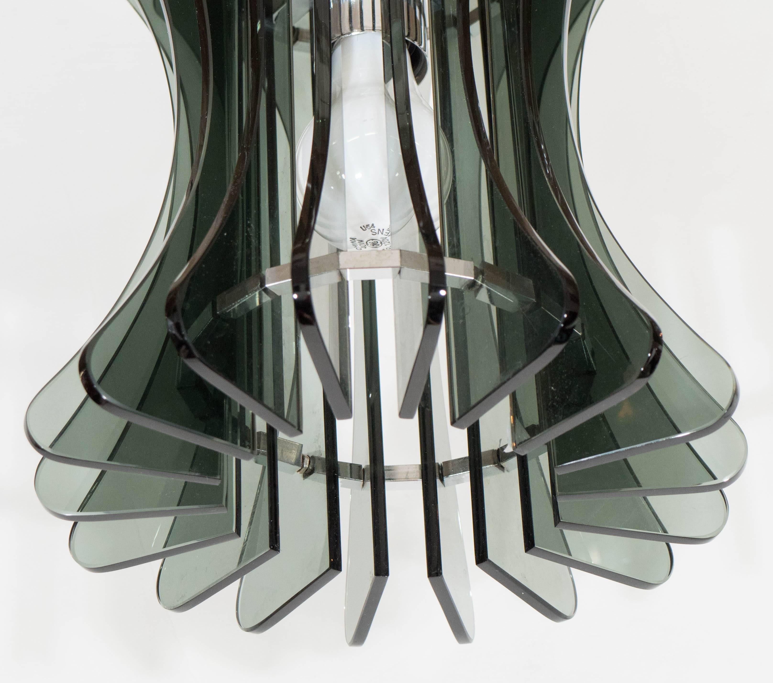 Mid-Century Modern Italian Smoked Glass Pendant Light by Veca