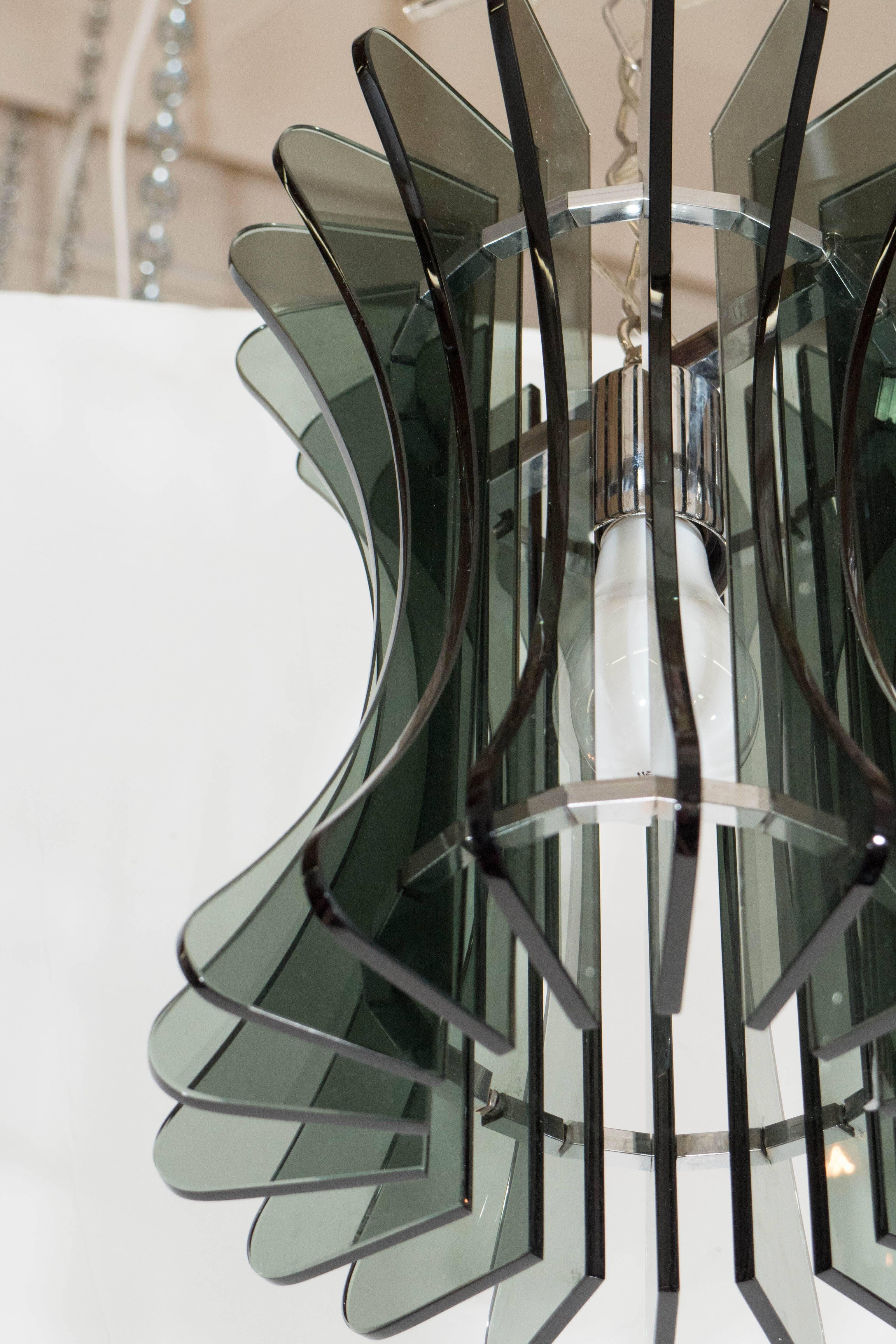 20th Century Italian Smoked Glass Pendant Light by Veca