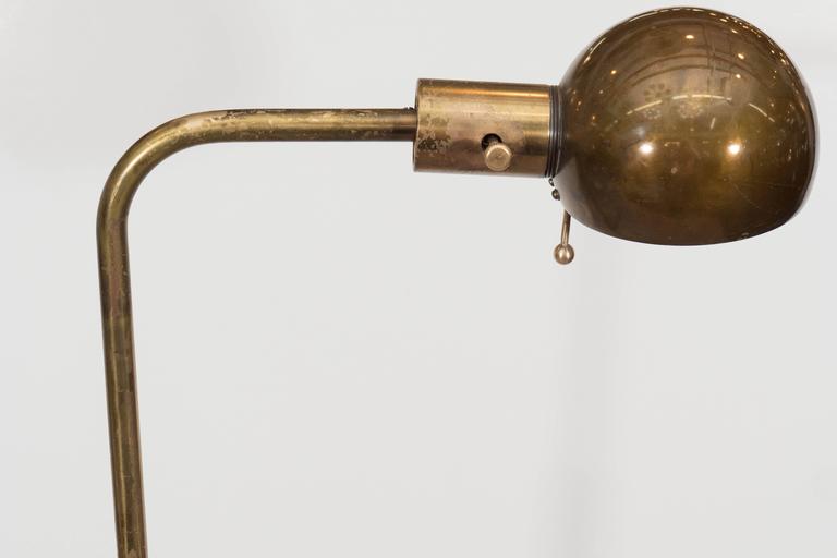 Pharmacy Floor Lamp In Brass At 1stdibs A Vintage Pharmacy Floor Lamp In Brass Including Round Domed Shade With White Enamel Interior