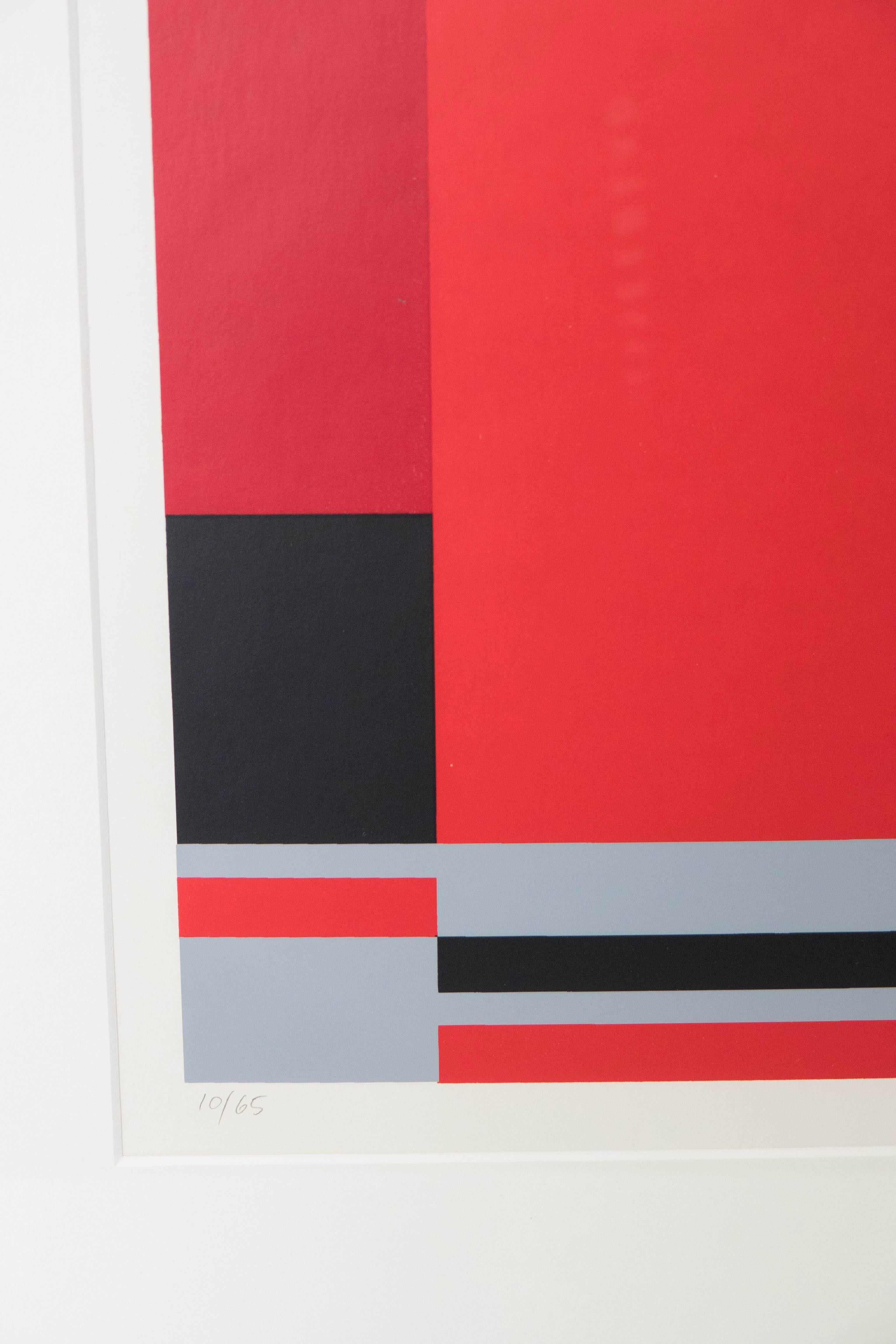 Jo Niemeyer, Geometric Composition in Red, Grey & Black, Signed & Dated In Good Condition In New York, NY