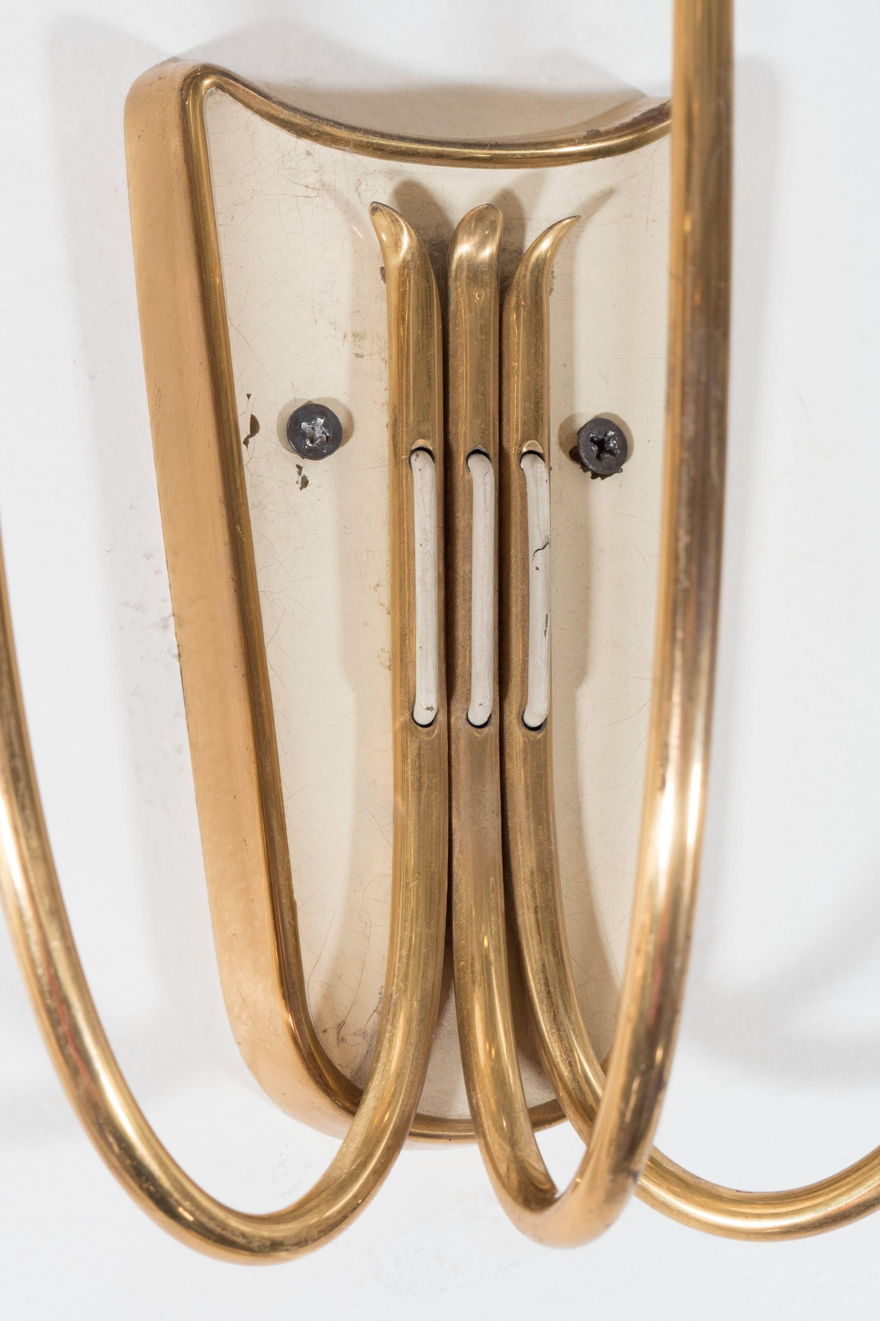 20th Century Stilnovo Style Three-Light Candelabra Sconces