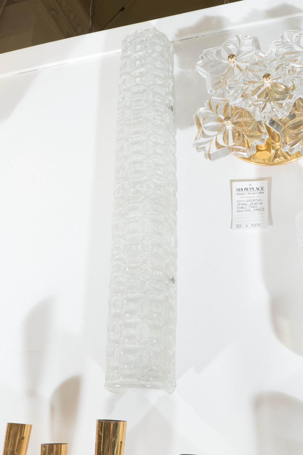 Kalmar Style 1960s Textured Ice Glass Vanity Light at 1stdibs