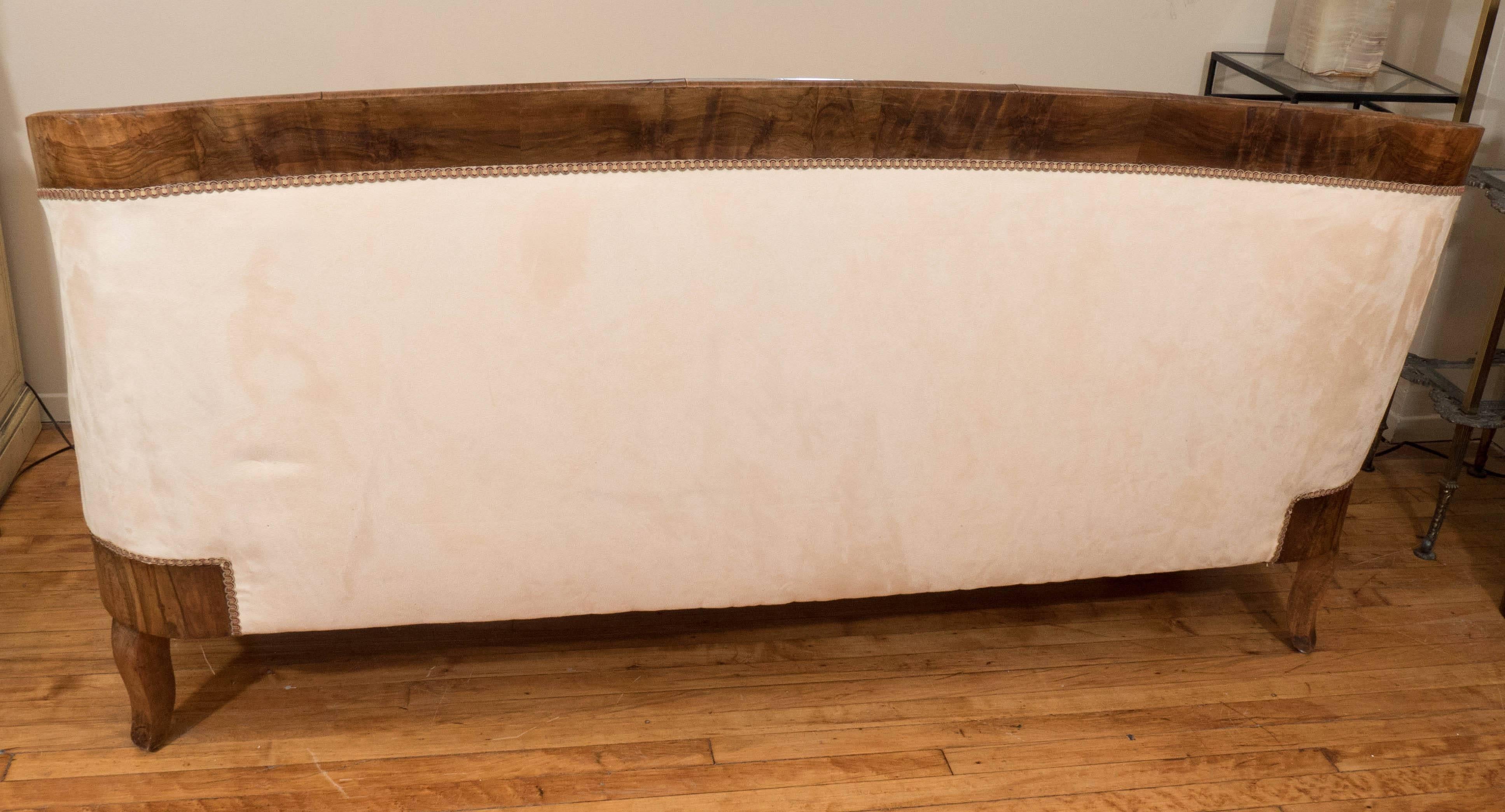 Austrian 19th Century Biedermeier Sofa in Walnut and Ultrasuede