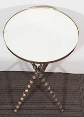 Pair of Round Faux Bamboo Brass Drink Tables