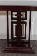 Art Deco Style Granite Top Console with Fretwork Base