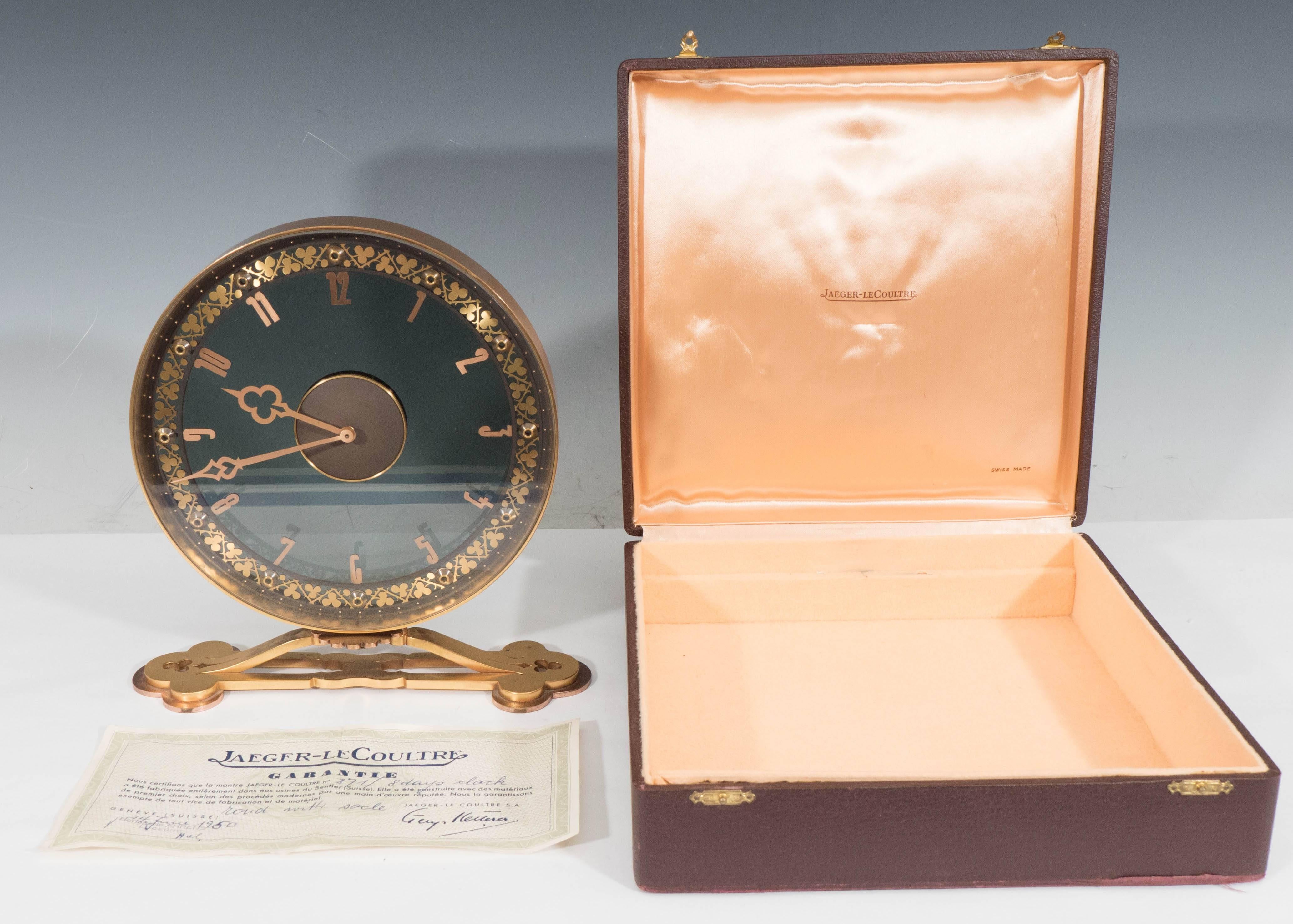 Jaeger-LeCoultre Desk Clock in Gilded Smoked Glass 1