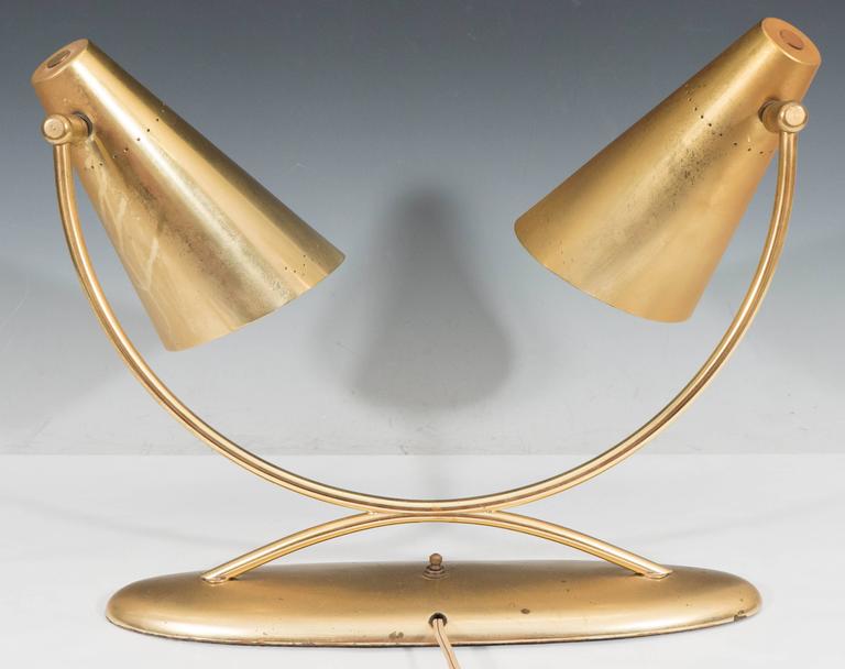MidCentury Modernist TwoLight Desk Lamp in Brass at 1stDibs