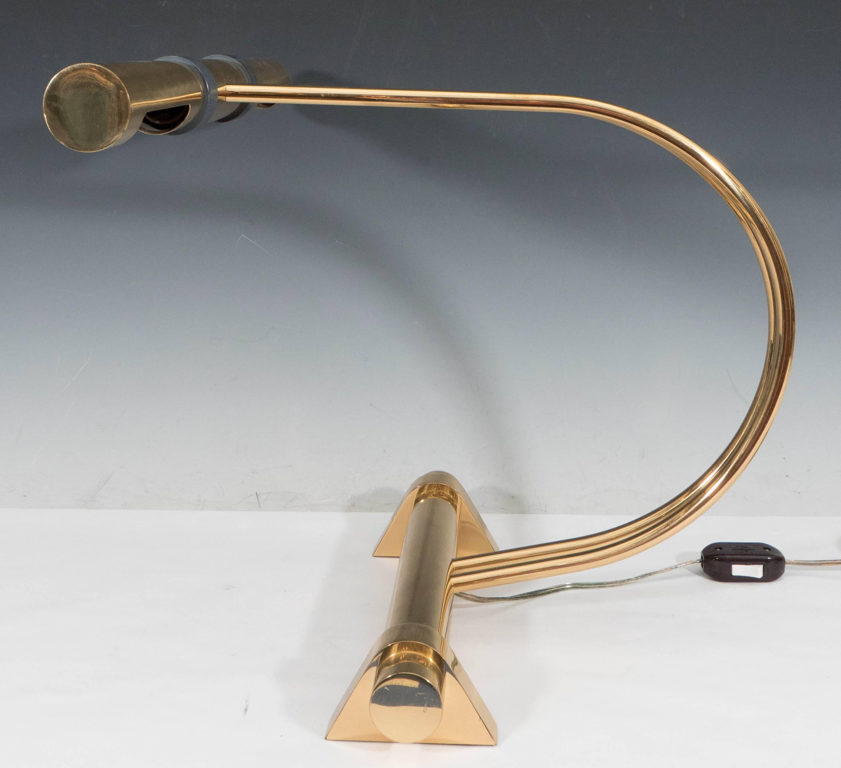 Casella Lighting Tubular Desk Lamp in Brass In Good Condition In New York, NY