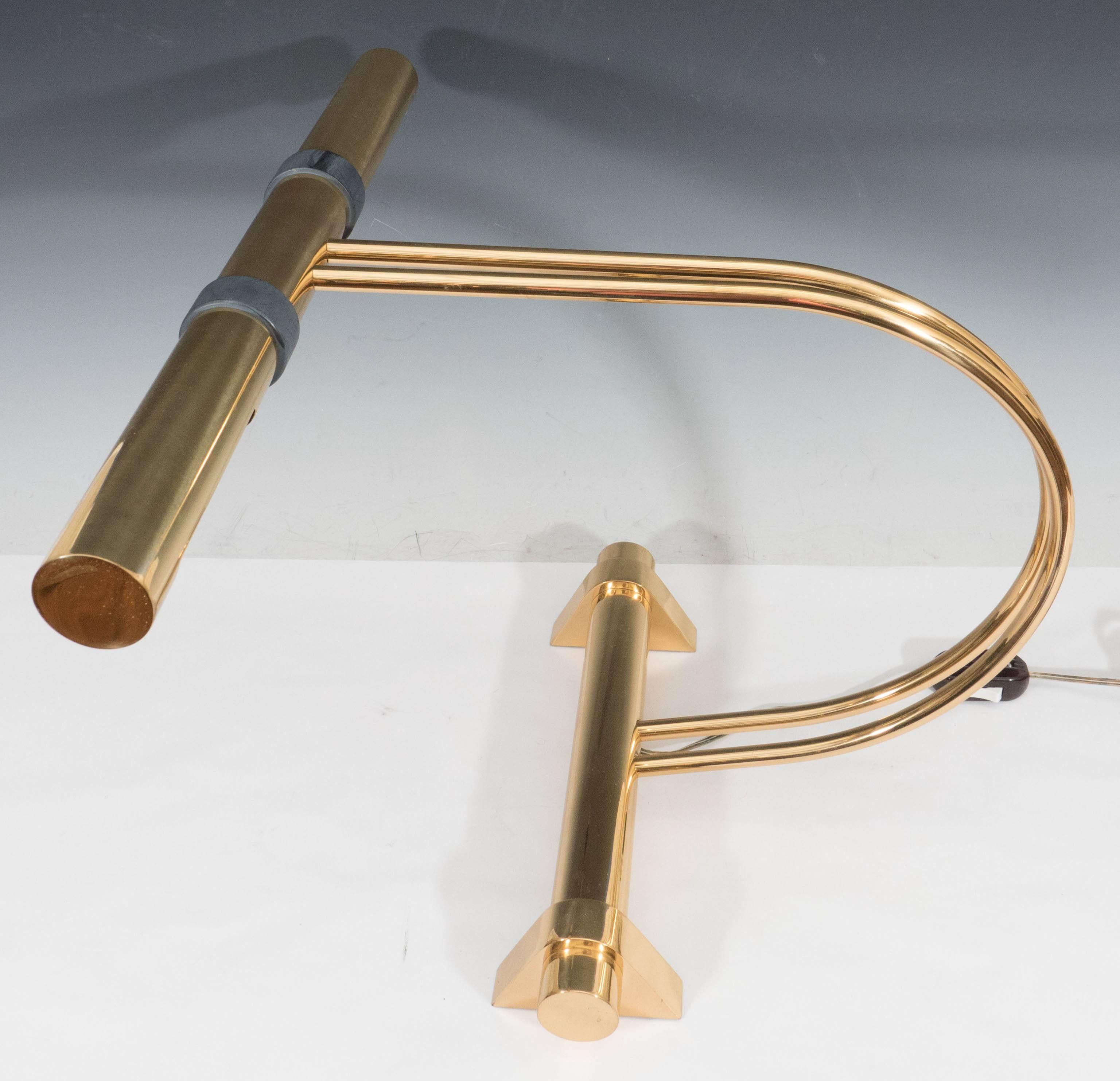 Casella Lighting Tubular Desk Lamp in Brass 1