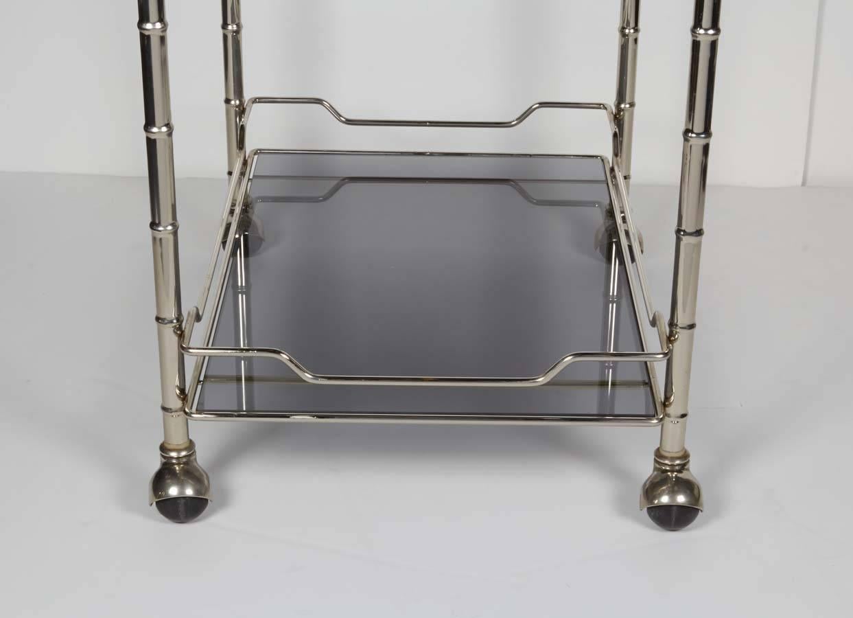Hollywood Regency Bar Cart with Bamboo Motif in the Style of Maison Baguès 2