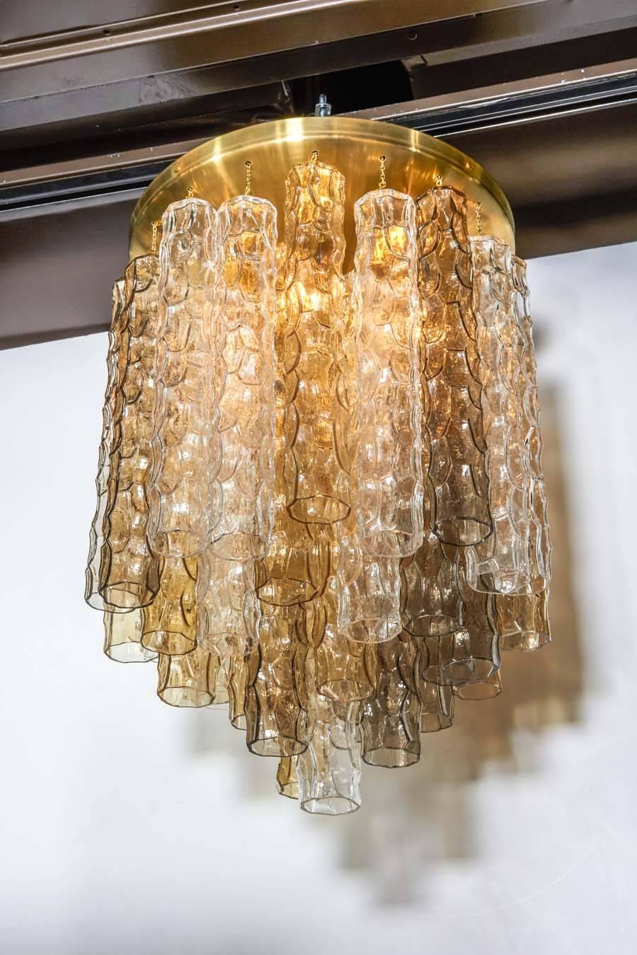 Late 20th Century Mid-Century Modern Chandelier with Colored Murano Glass Pendants by Venini