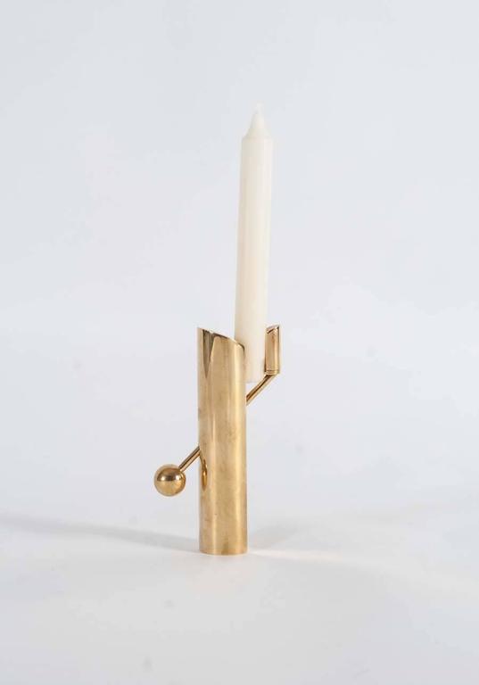 Mid-Century Modern Pierre Forssell Brass Candle Holder Designed for Skultuna For Sale