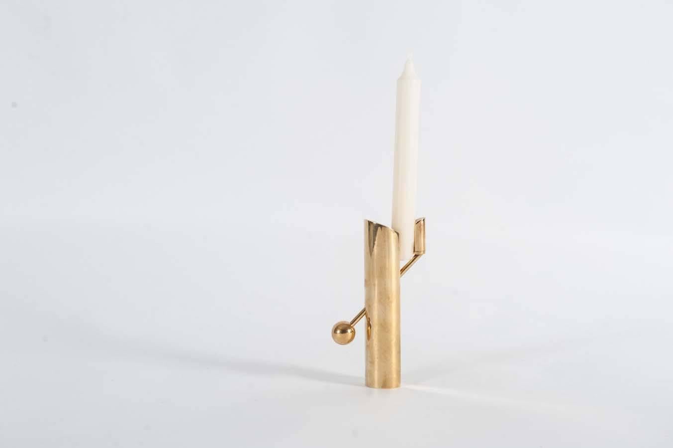 Swedish Pierre Forssell Brass Candle Holder Designed for Skultuna
