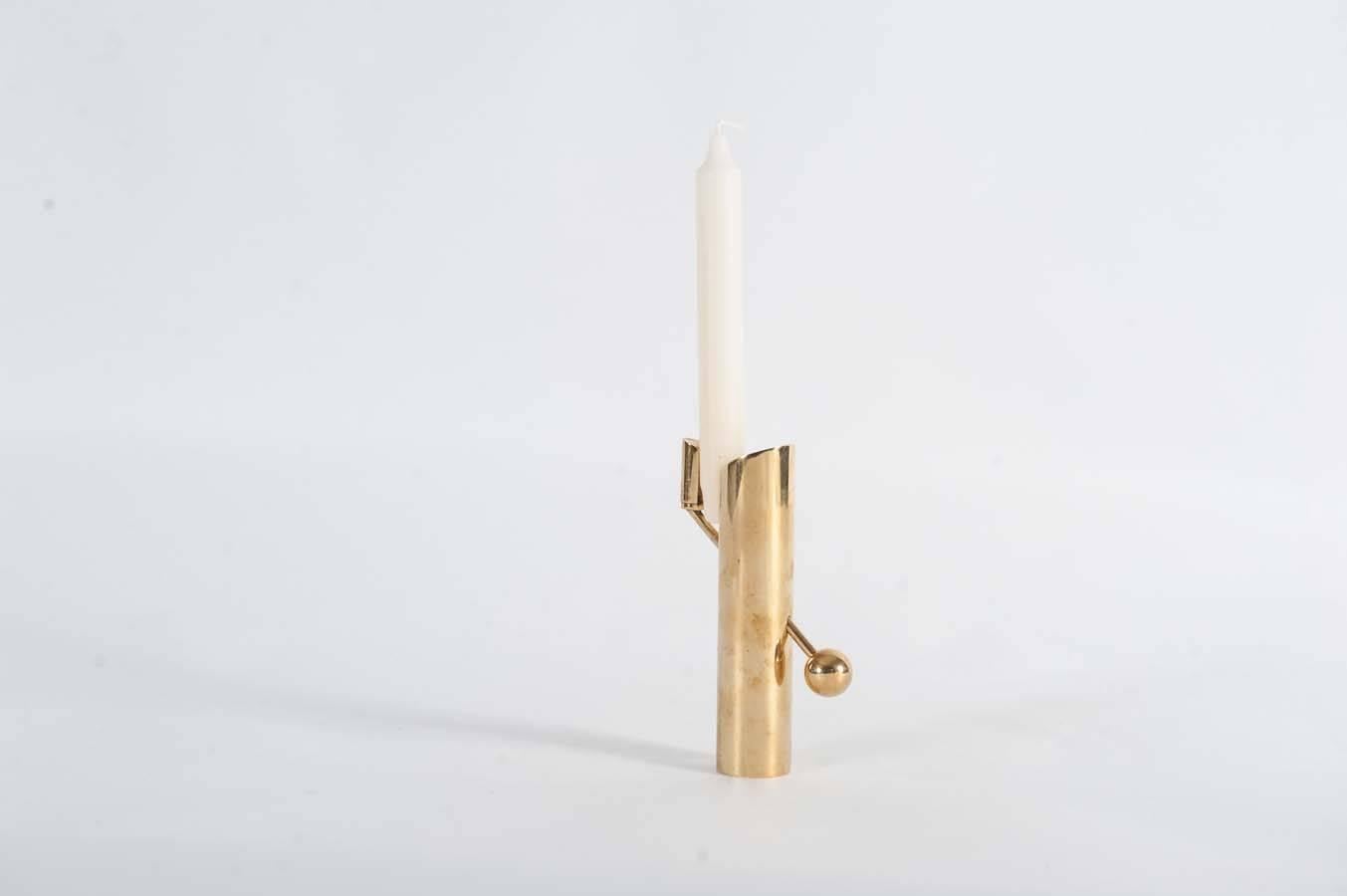 Pierre Forssell Brass Candle Holder Designed for Skultuna In Good Condition In Doornspijk, NL