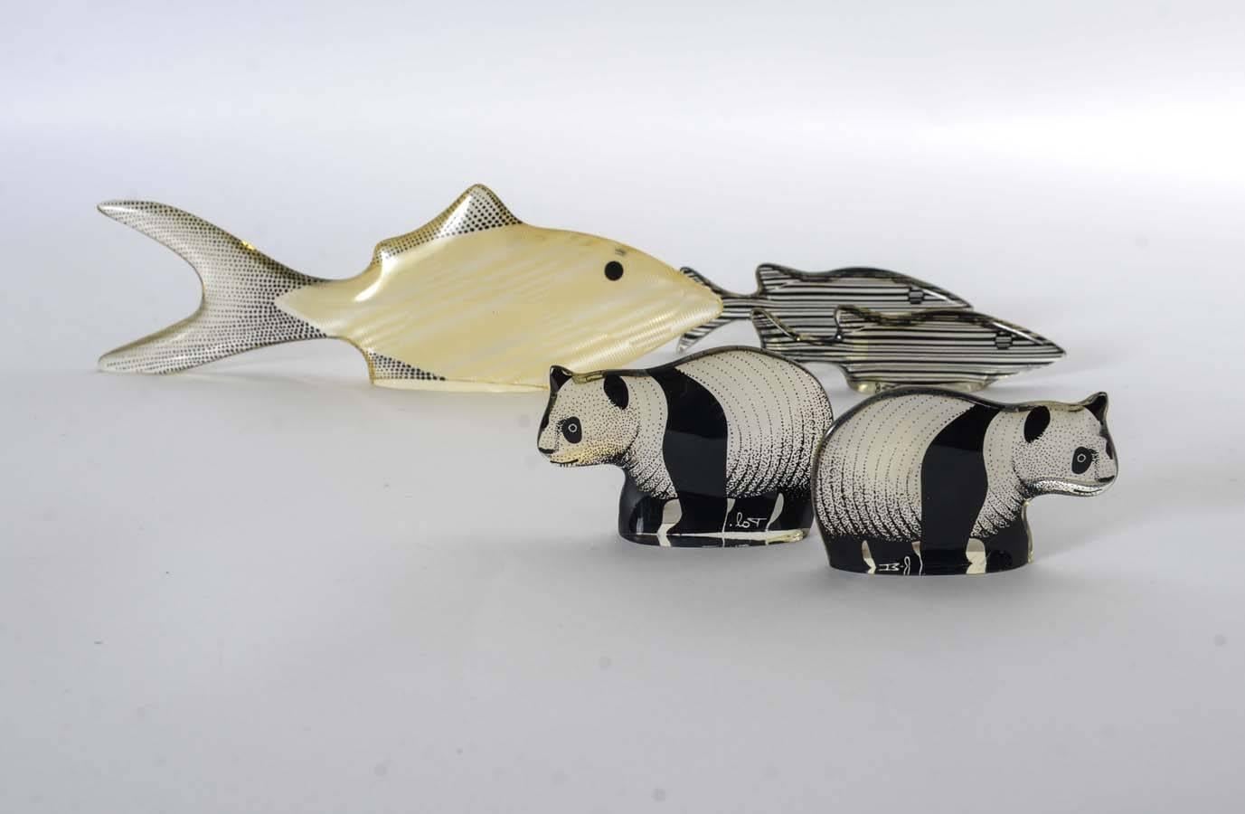 Adorable Panda Twins Made of Lucite by Abraham Palatnik For Sale 1