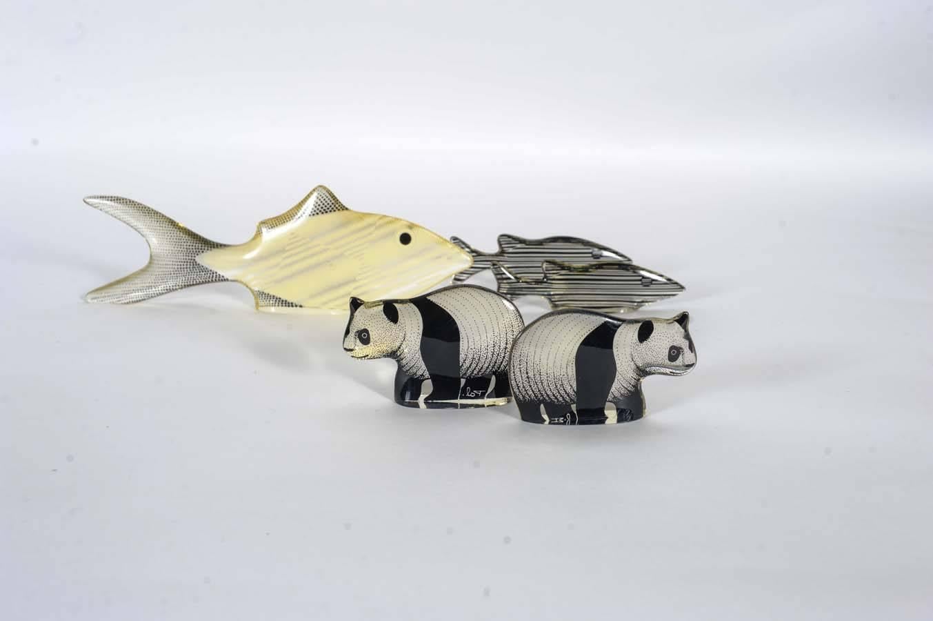 Adorabili gemelli panda realizzati in lucite da Abraham Palatnik in vendita 1