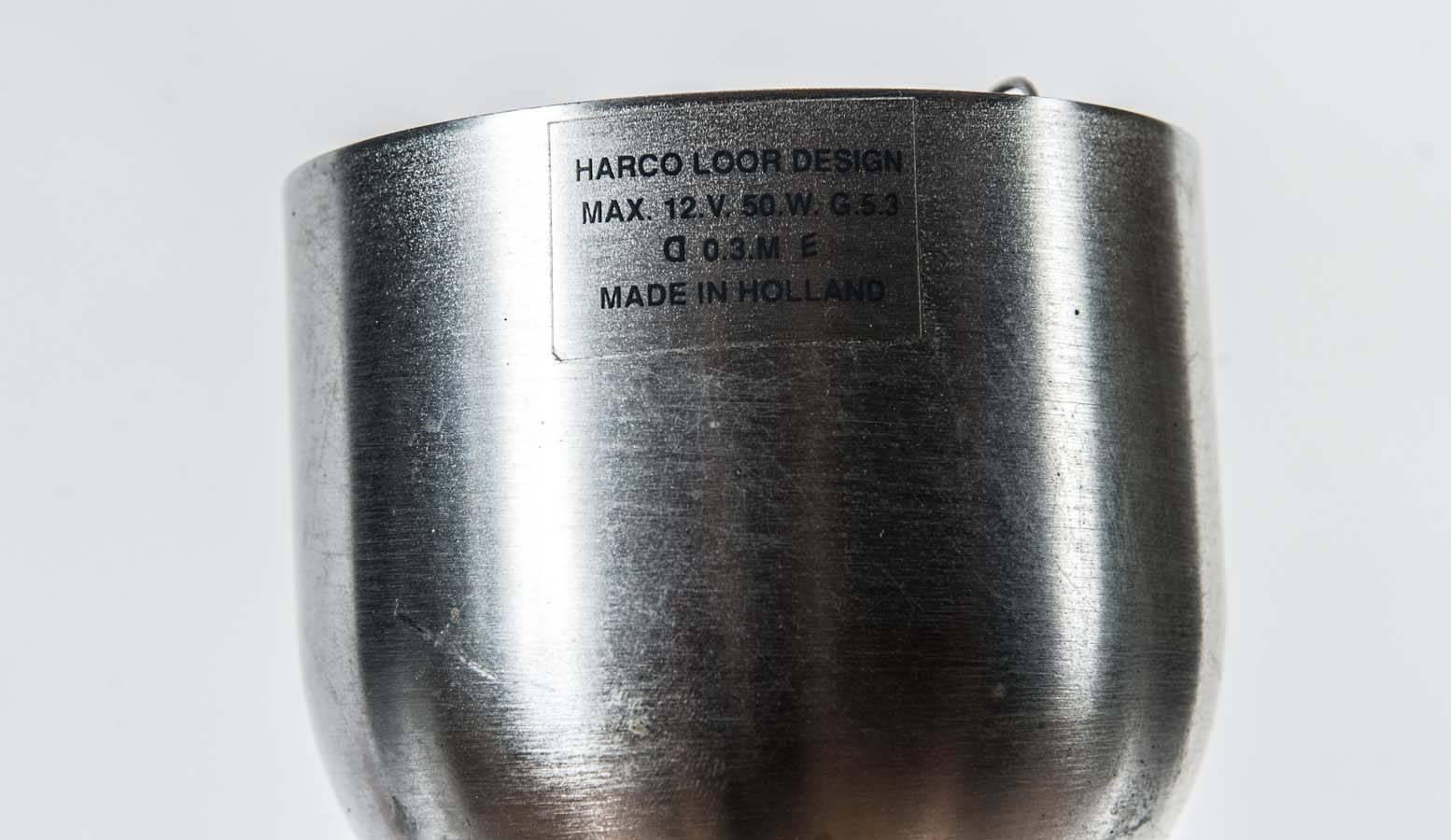 Style international Lampe à suspension élégante en acier inoxydable du designer néerlandais Harco Loor en vente