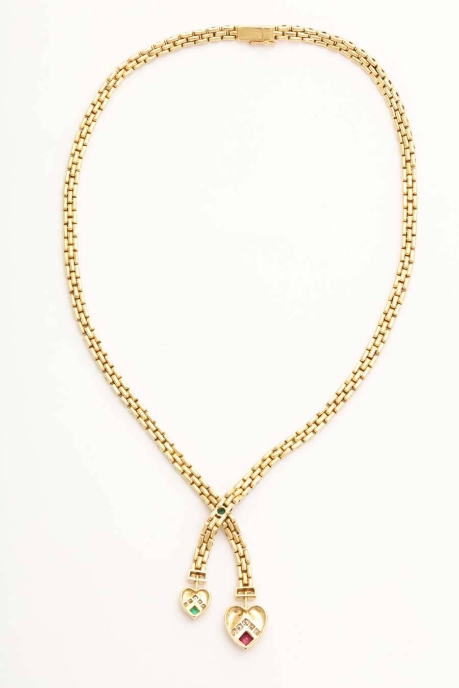 French Cartier Retro Style Gold and Gemstone Necklace