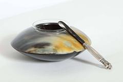 Horn Caviar Server and Jensen Acorn Pattern Horn Blade Caviar Knife