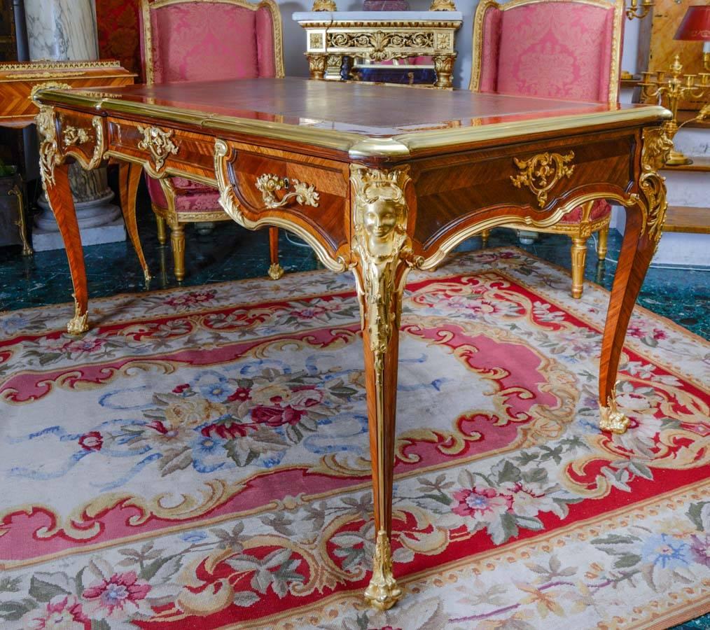 Bronze Louis XV Style Bureau Plat Signed P. Sormani For Sale