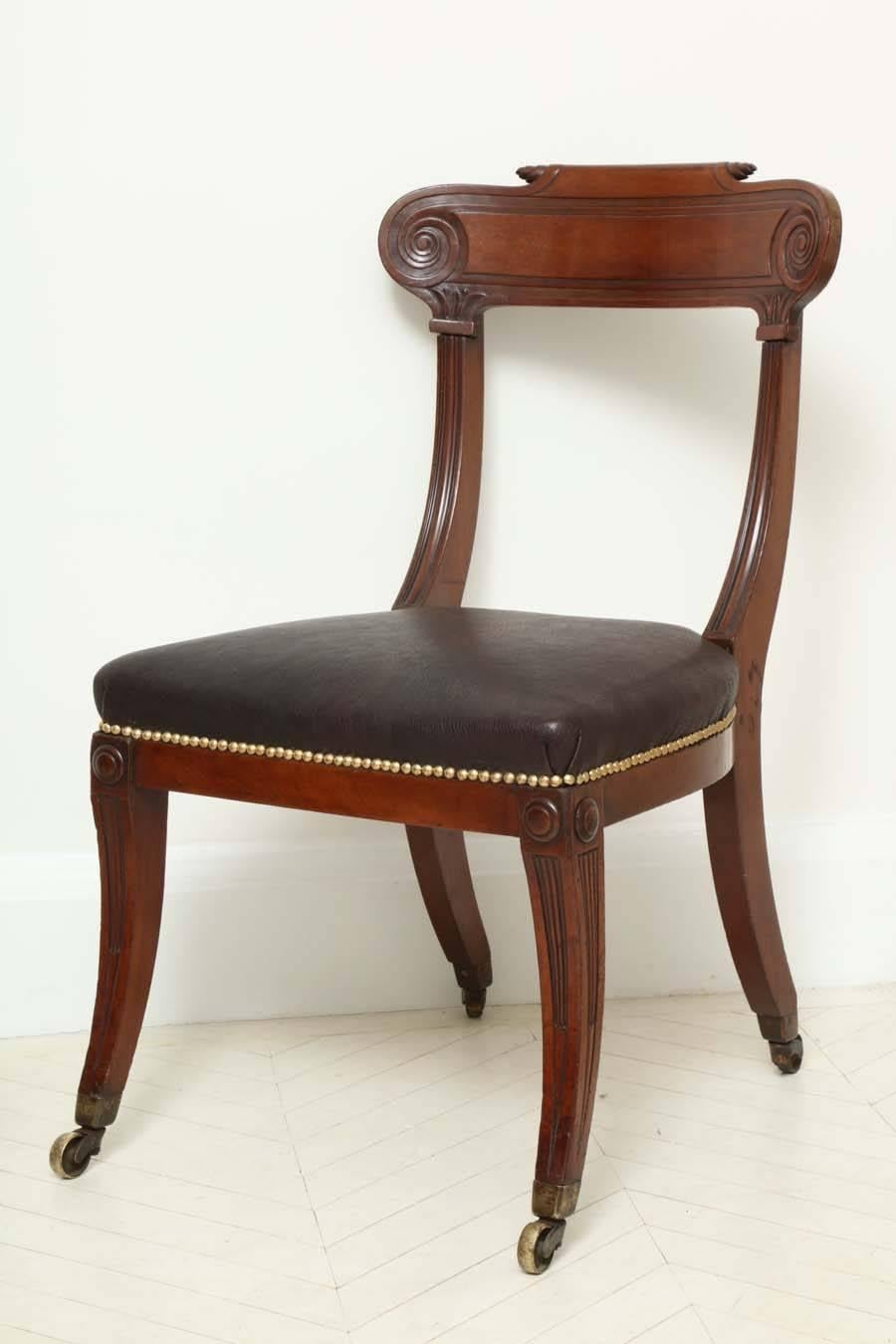 Pair of English Regency Mahogany Side Chairs For Sale 2