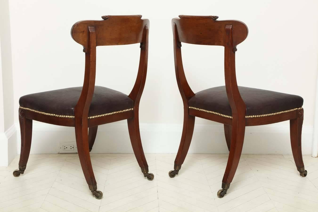 Pair of English Regency Mahogany Side Chairs For Sale 5