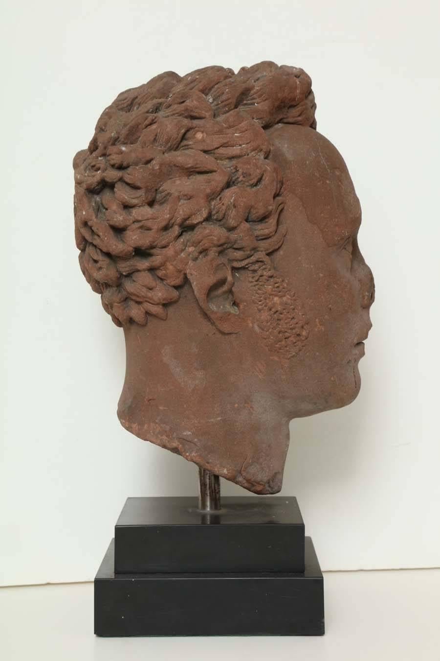 Sandstone Early 19th Century Continental Carved Red Stone Bust For Sale