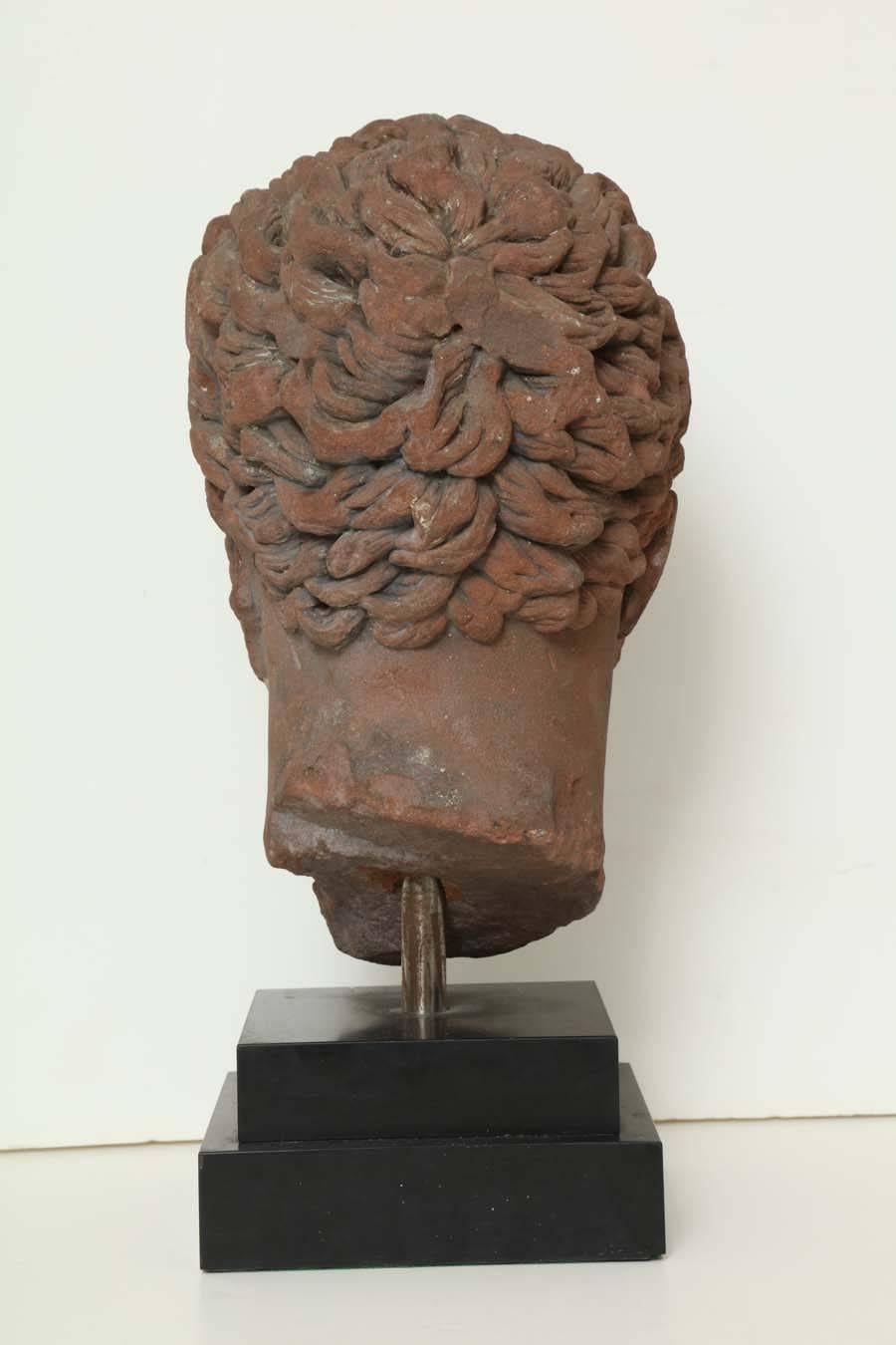 Early 19th Century Continental Carved Red Stone Bust For Sale 2