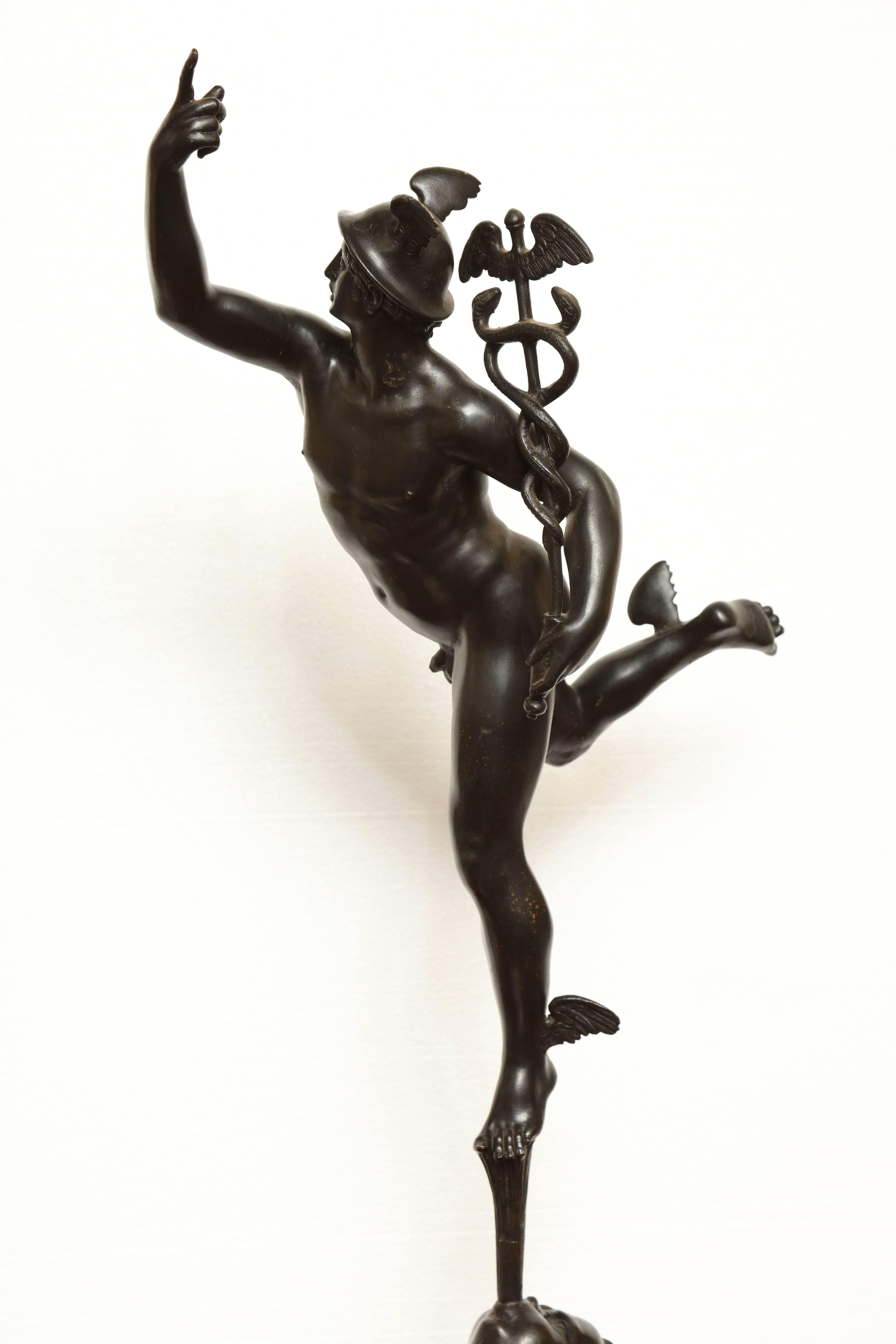 Early 19th century bronze figure of Mercury (Hermes) after Giambologna.