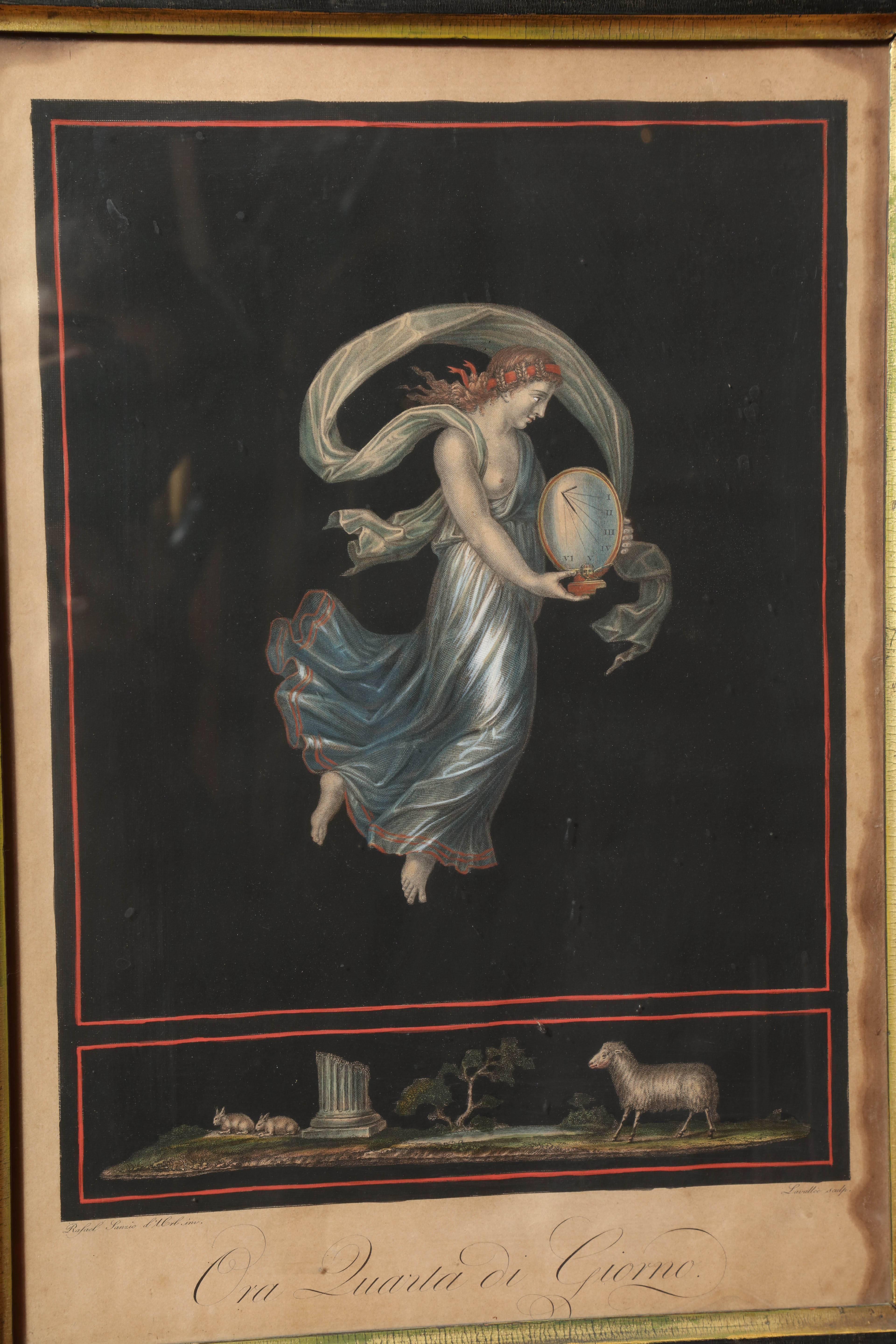 Two 19th Century Hand Colored Allegorical Prints of Night and Day For Sale 4