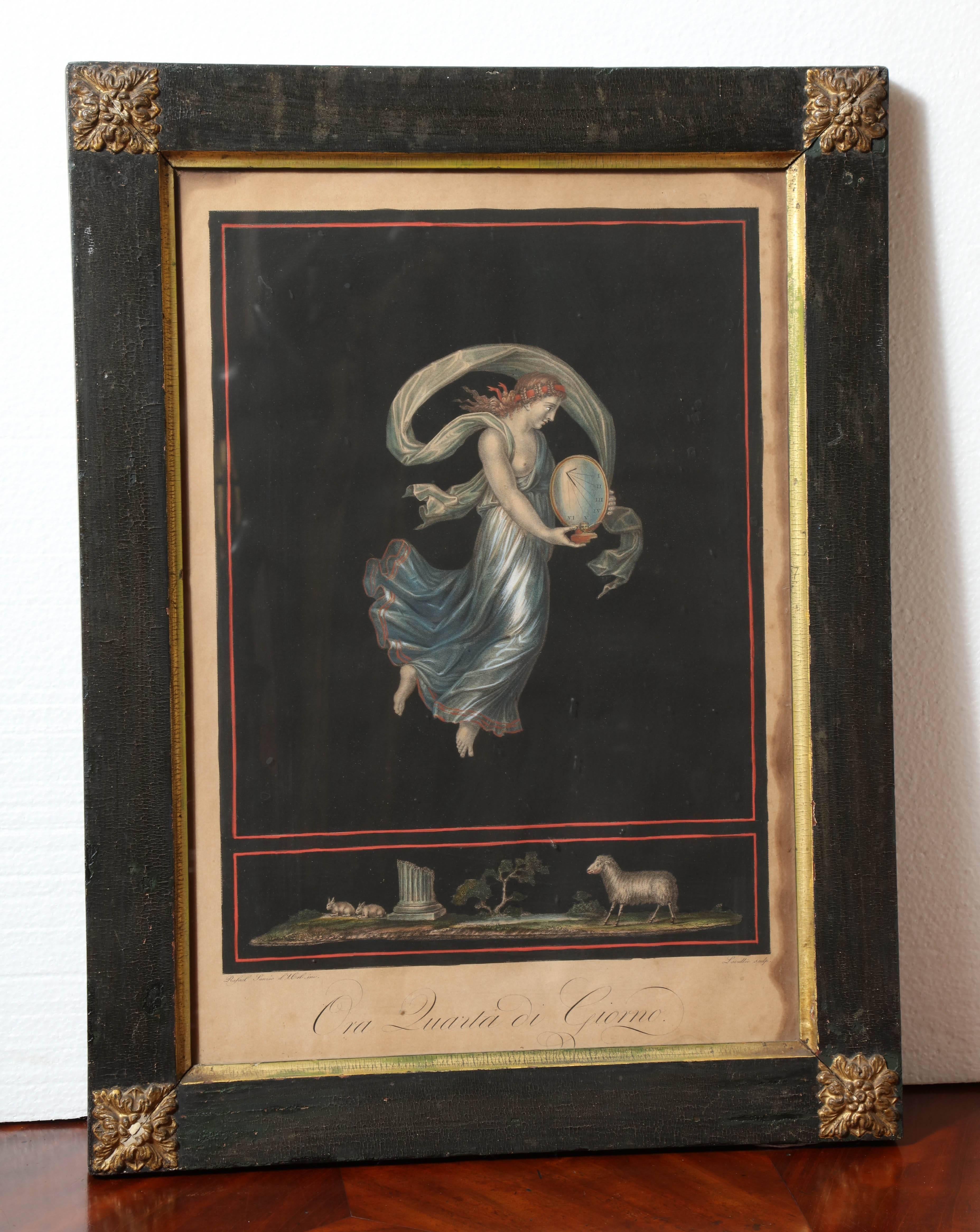 Two 19th Century Hand Colored Allegorical Prints of Night and Day For Sale 5