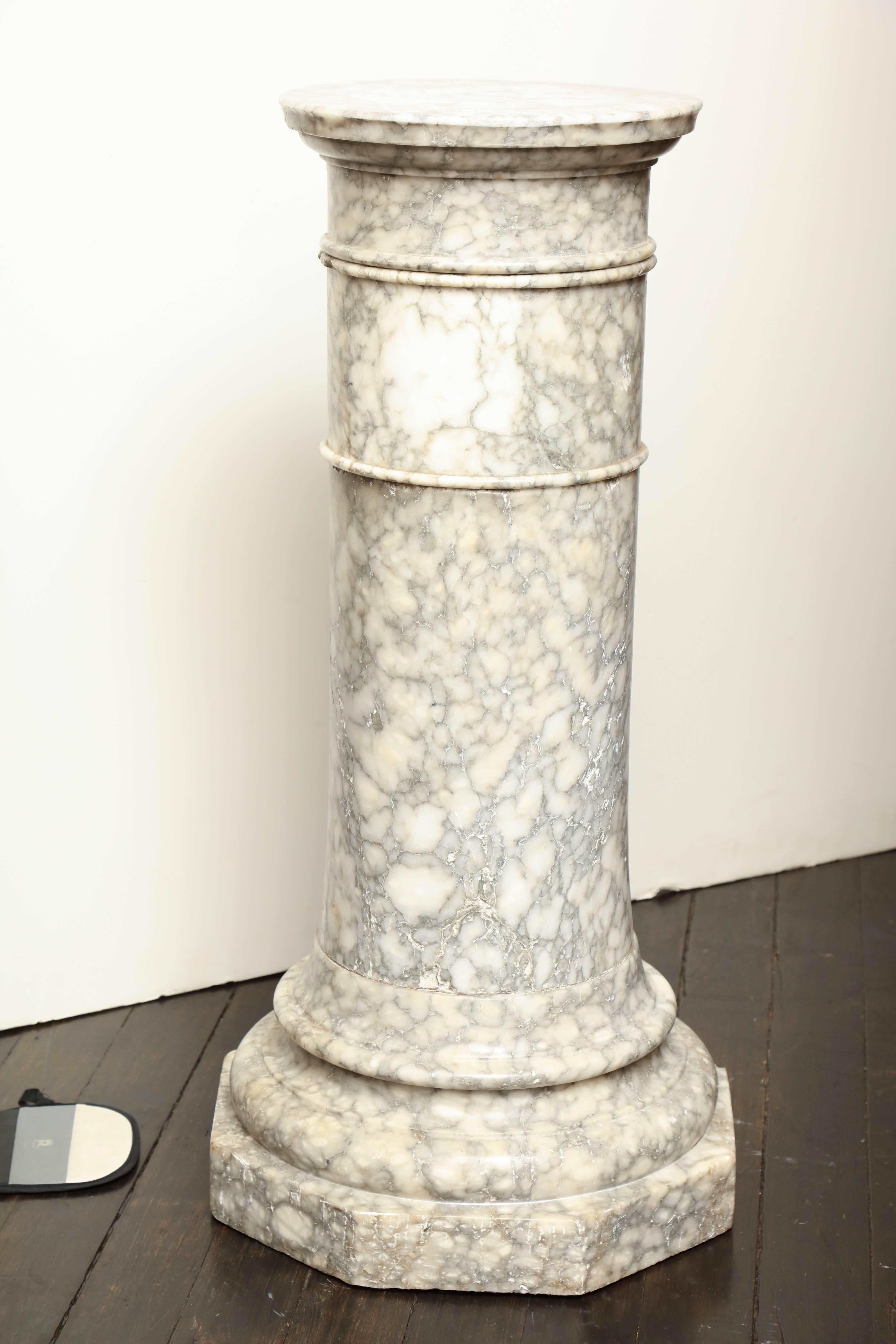 Late 19th century Italian, alabaster column in three sections.