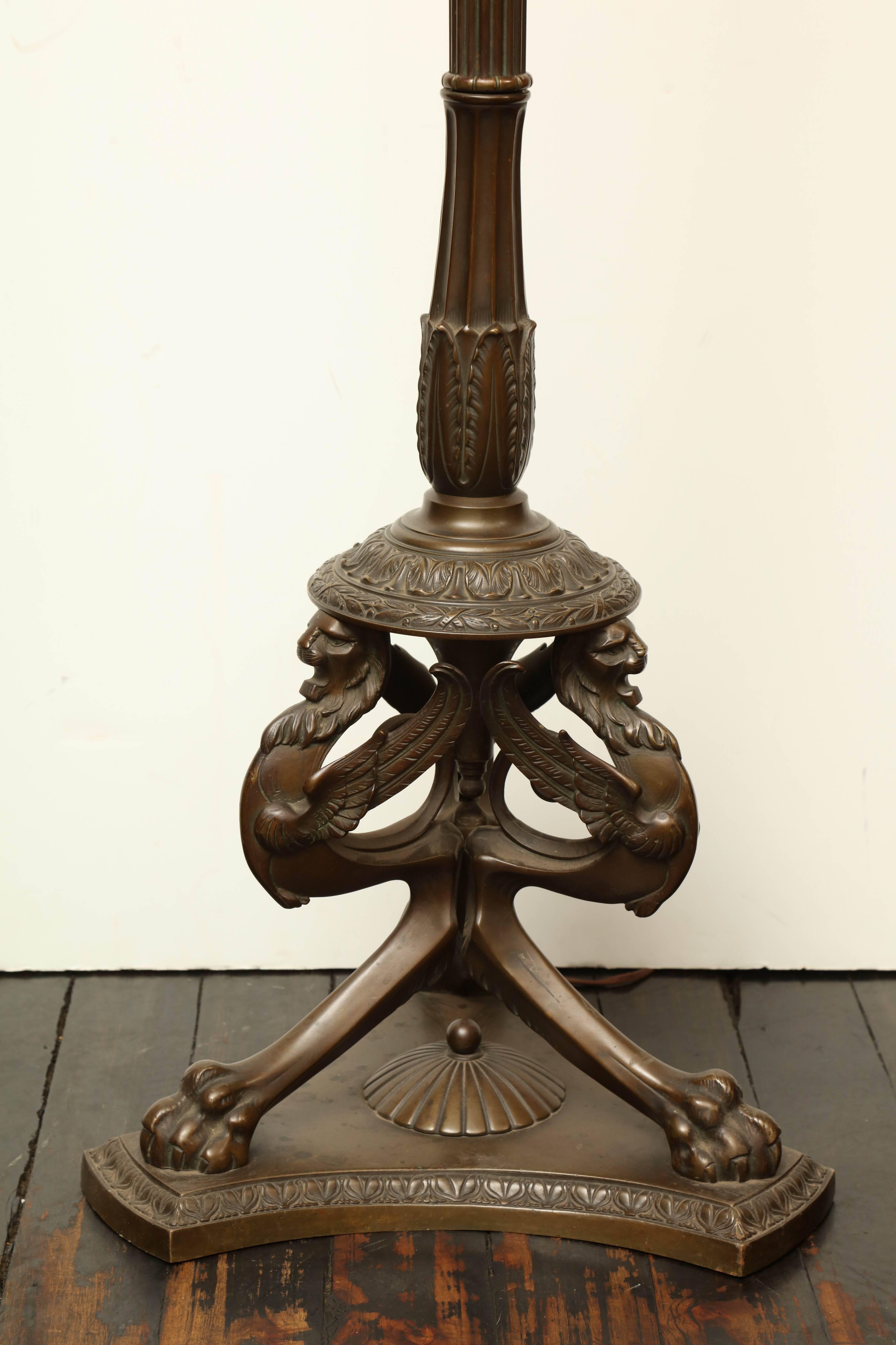 Napoleon III Bronze Standing Lamp, circa 1900 In Good Condition In New York, NY