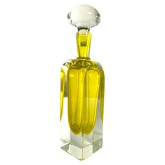 Vintage Large Italian Murano Yellow Glass Decanter
